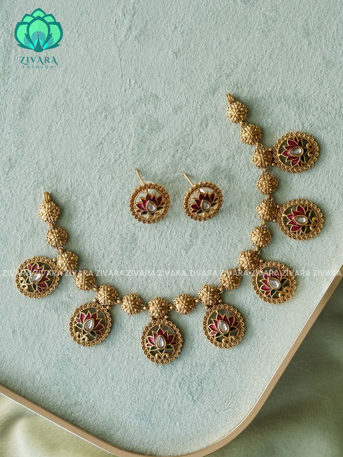 Trending enamel neckwear with earrings- Zivara Fashion- latest jewellery design