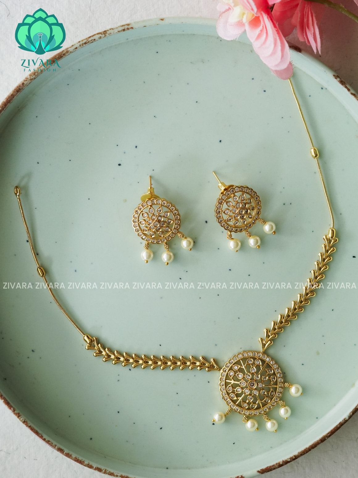 HOT SELLER KIDS FRIENDLY CIRCLE PENDANT -Traditional south indian premium neckwear with earrings- Zivara Fashion- latest jewellery design