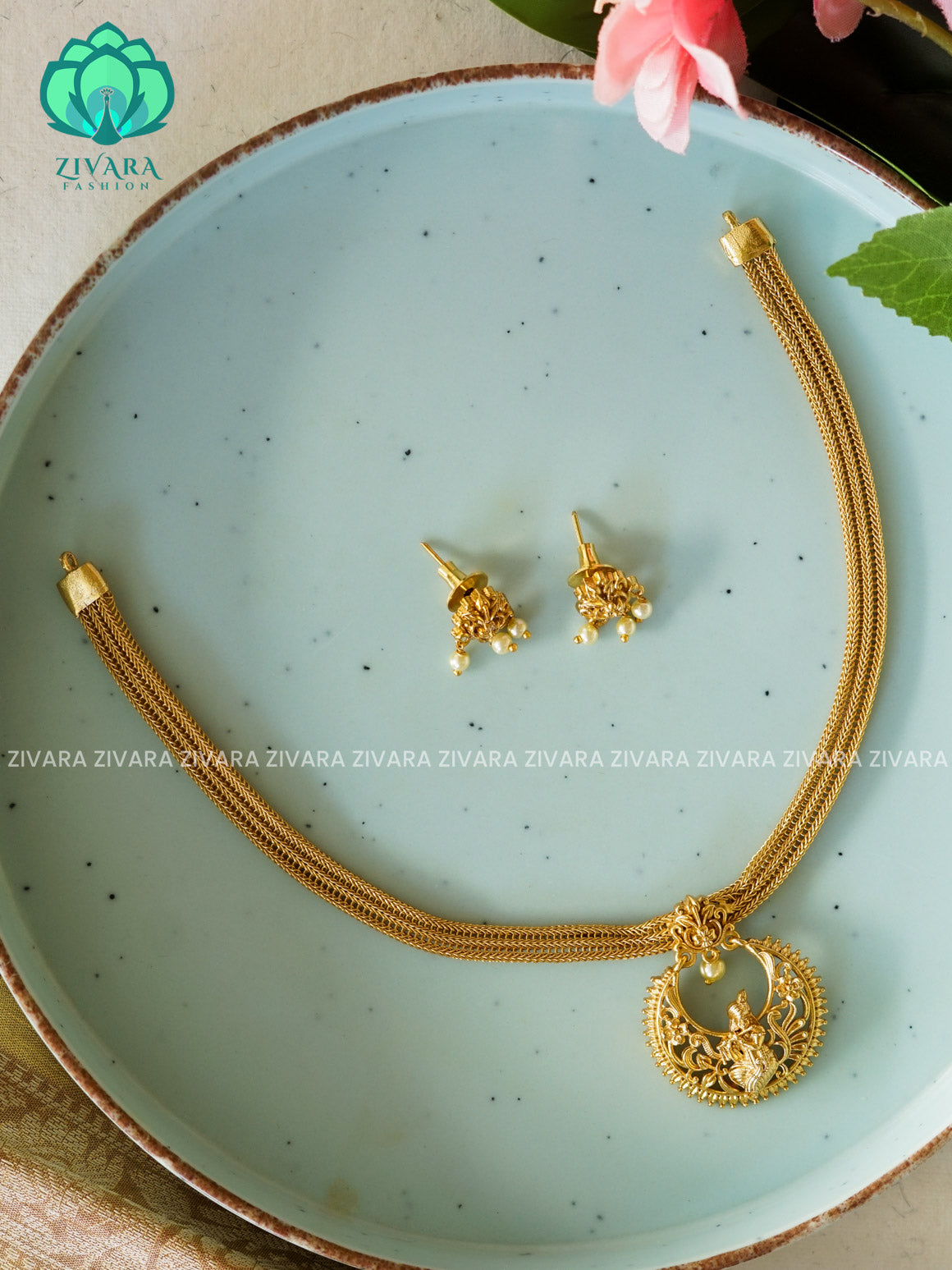BHANU Krishna  PENDANT FLEXIBLE  chain- Traditional south indian NORMAL MATTE neckwear with earrings - Zivara Fashion