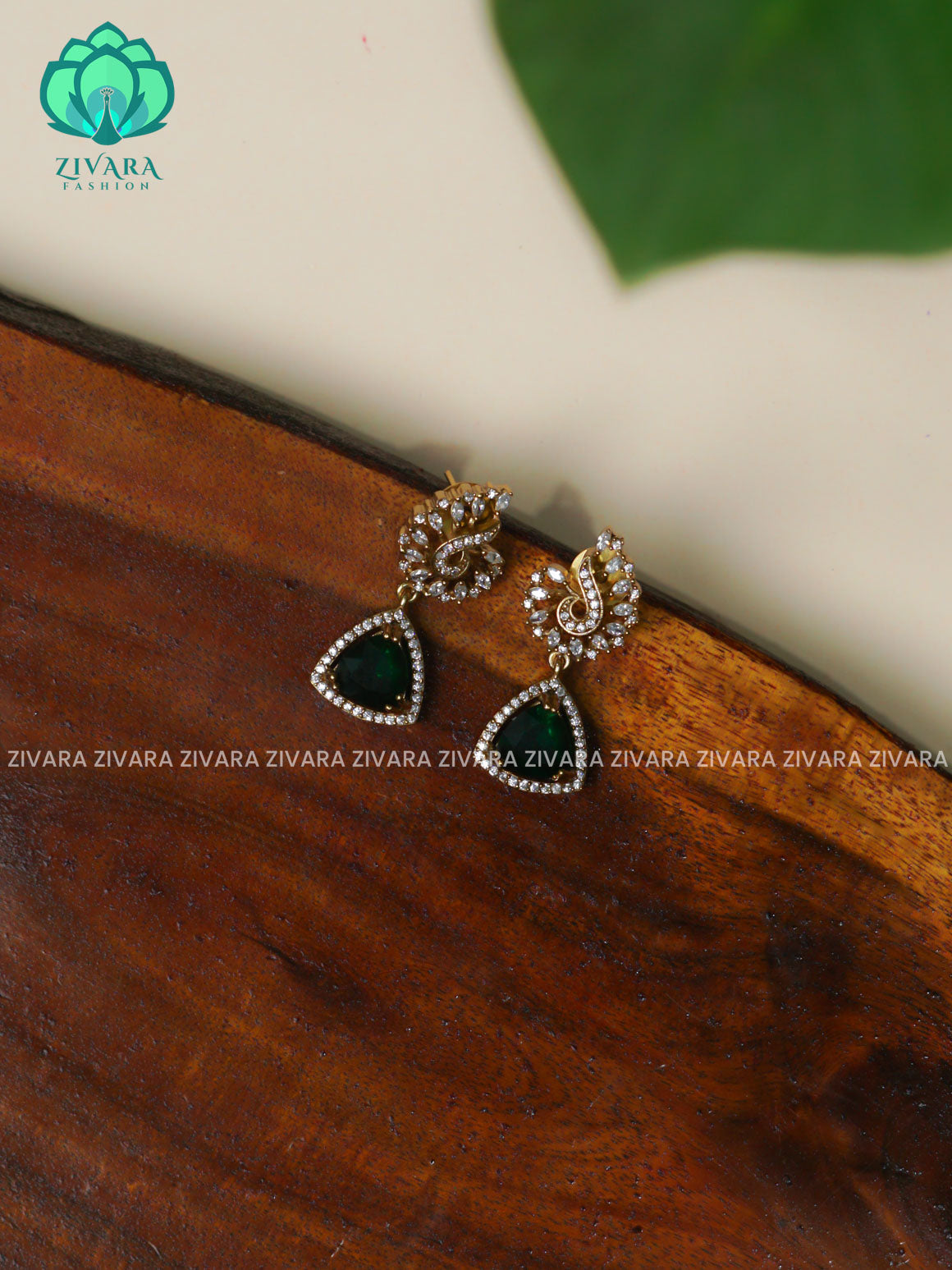 GREEN TRADITIONAL PREMIUM MATTE  polish STUDS- latest jewellery collection- zivara fashion