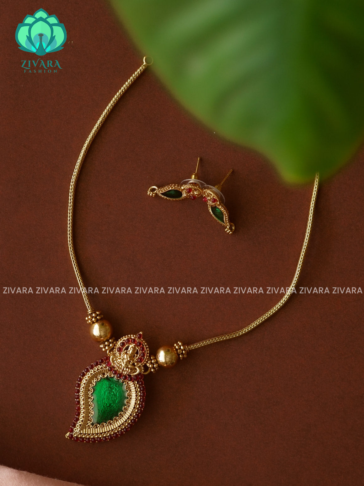 FLEXIBLE CHAIN PALAKA- FLEXIBLE CHAIN WITH HANGING -Traditional south indian GOLD POLISH premium neckwear with earrings- Zivara Fashion- latest jewellery design