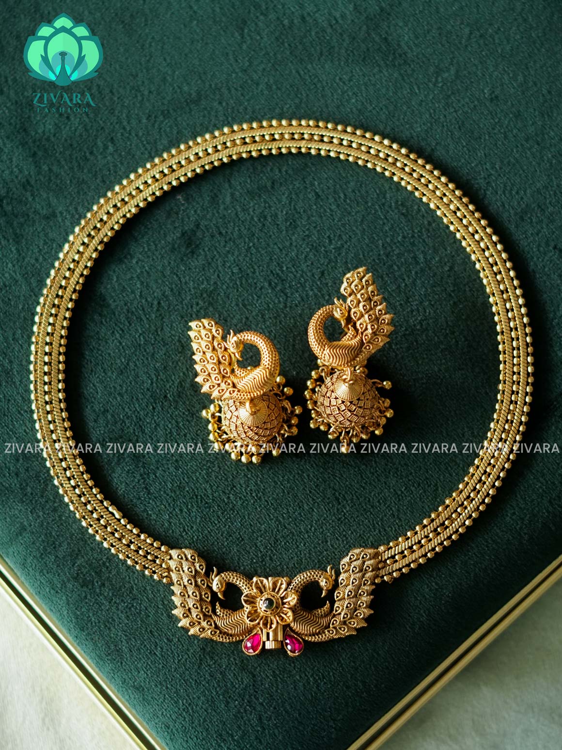 Screw open  - Normal matte NECKWEAR  with earrings-latest south indian jewellery