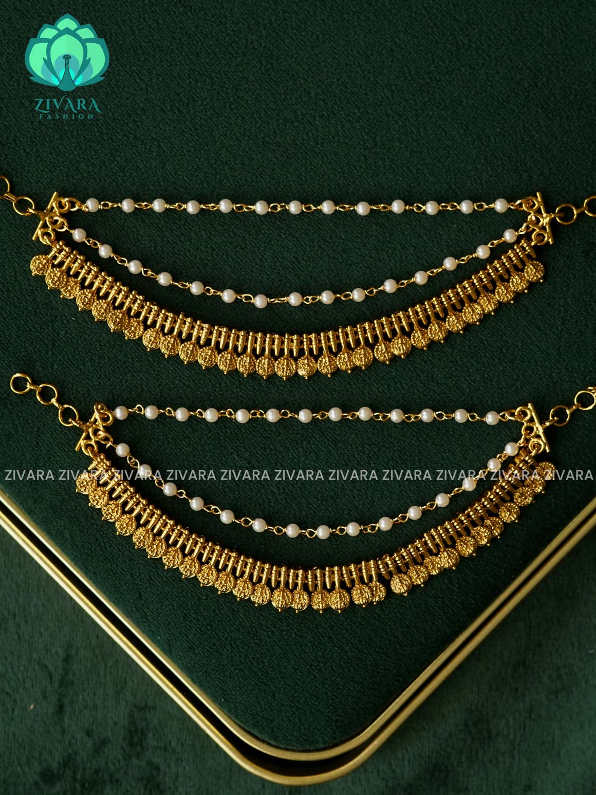 3 layer MATTE FINISH  earchains/maatals- bridal accessory- zivara fashion-latest jewellery collection