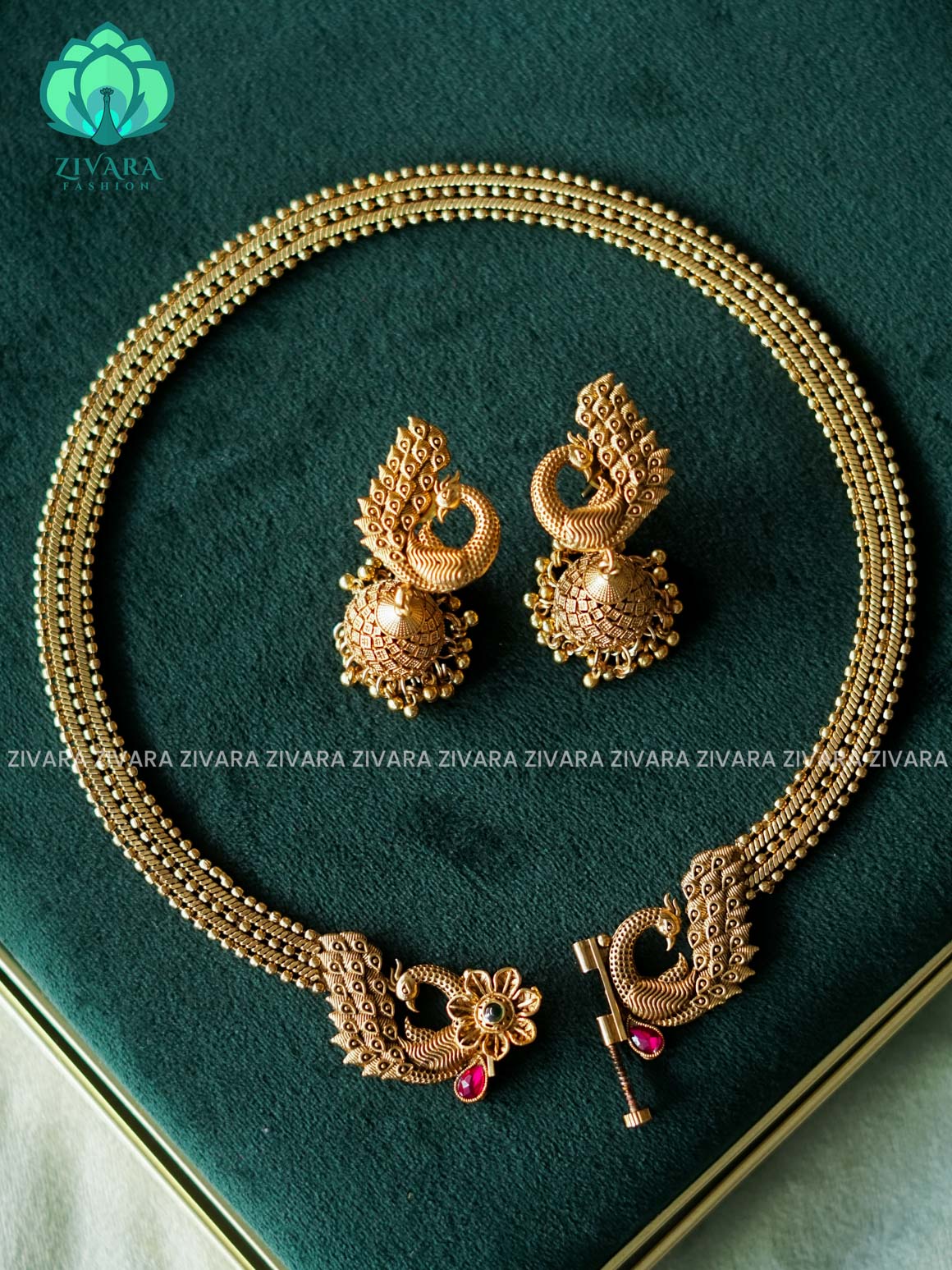 Screw open  - Normal matte NECKWEAR  with earrings-latest south indian jewellery