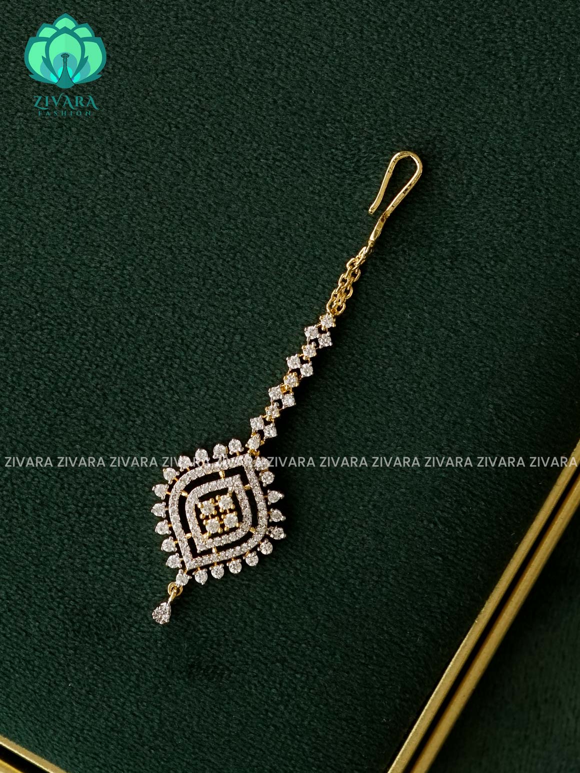 Zyra- Diamond replica rhodium polish -  bridal head accessory- latest bridal collection - Zivara fashion