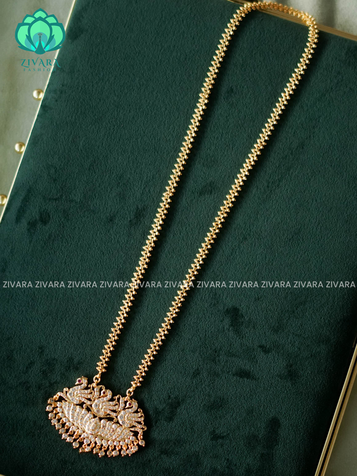 AMBIGAI-24" MICROGOLD POLISH IMPON DOLLAR  with premium gold polish CHAIN -Traditional south indian premium neckwear without earrings- Zivara Fashion- latest jewellery design