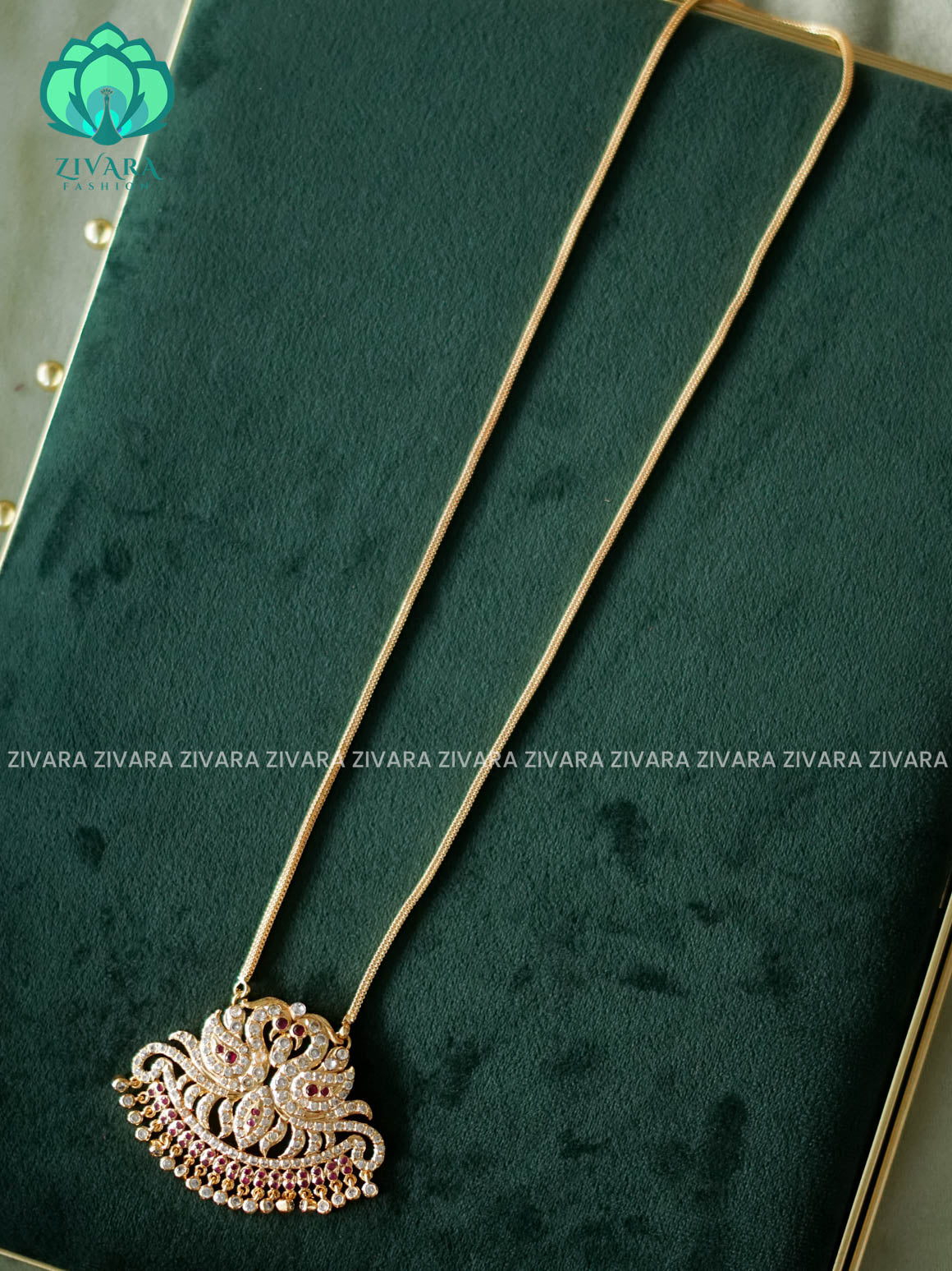 AMBIGAI-24" MICROGOLD POLISH IMPON DOLLAR  with premium gold polish CHAIN -Traditional south indian premium neckwear without earrings- Zivara Fashion- latest jewellery design