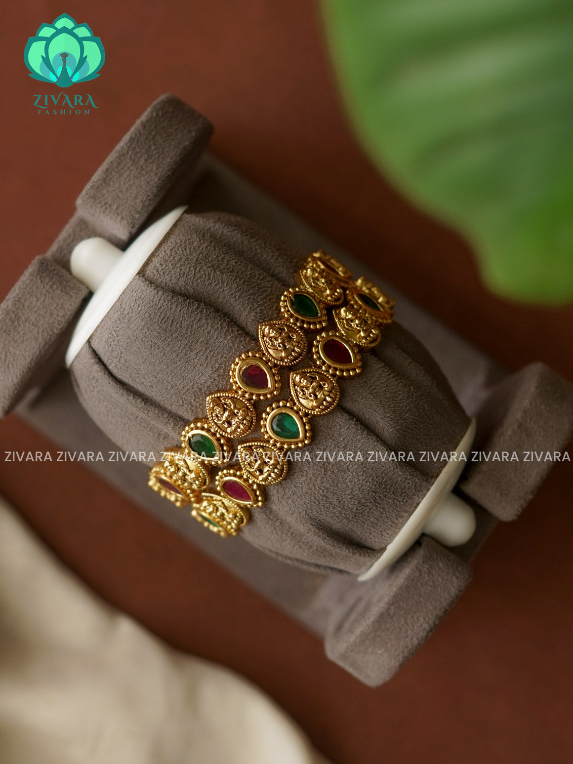 2 piece CZ matte gold matte finish designer bangles with cz stones-latest bangles collection