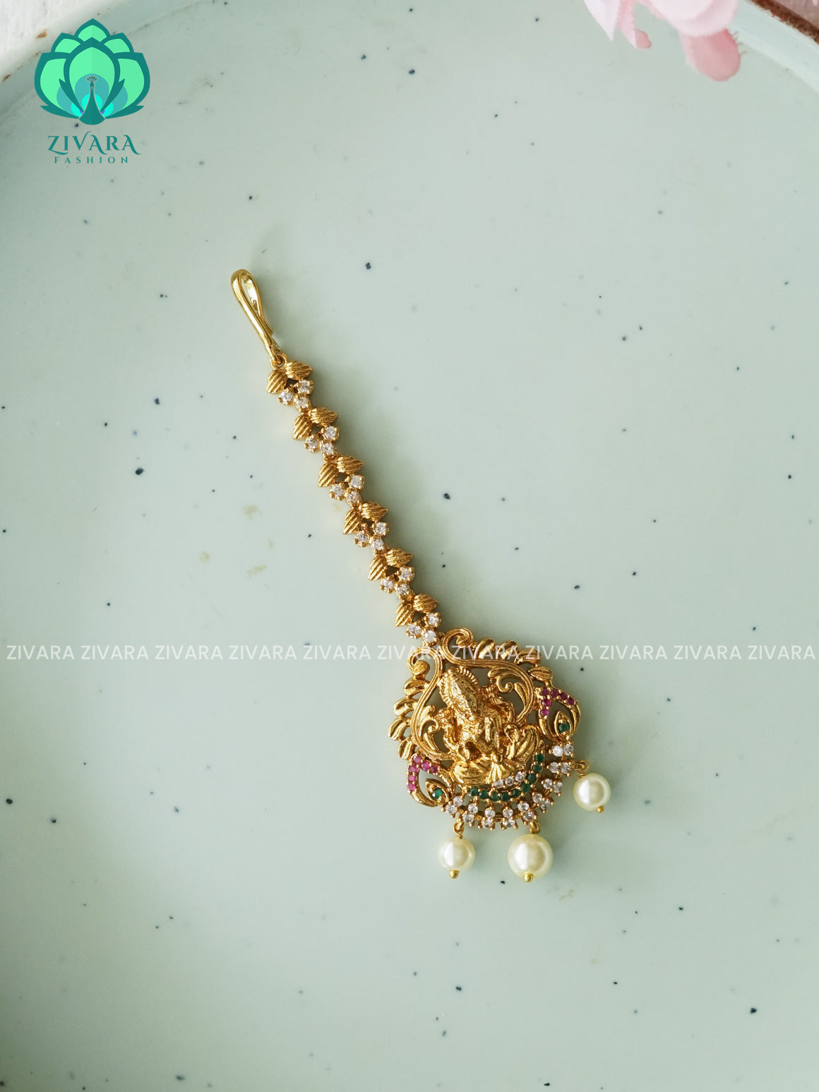 Temple style gold polish  - Bridal maang tikka, chutti- bridal head accessory- latest bridal collection - Zivara fashion