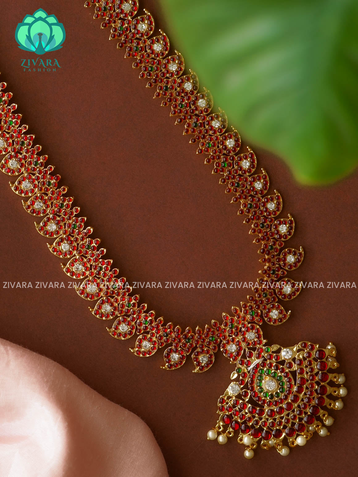 RED AND GREEN- BHAMA  - HANDMADE LONG NECKWEAR- latest kemp dance jewellery collection