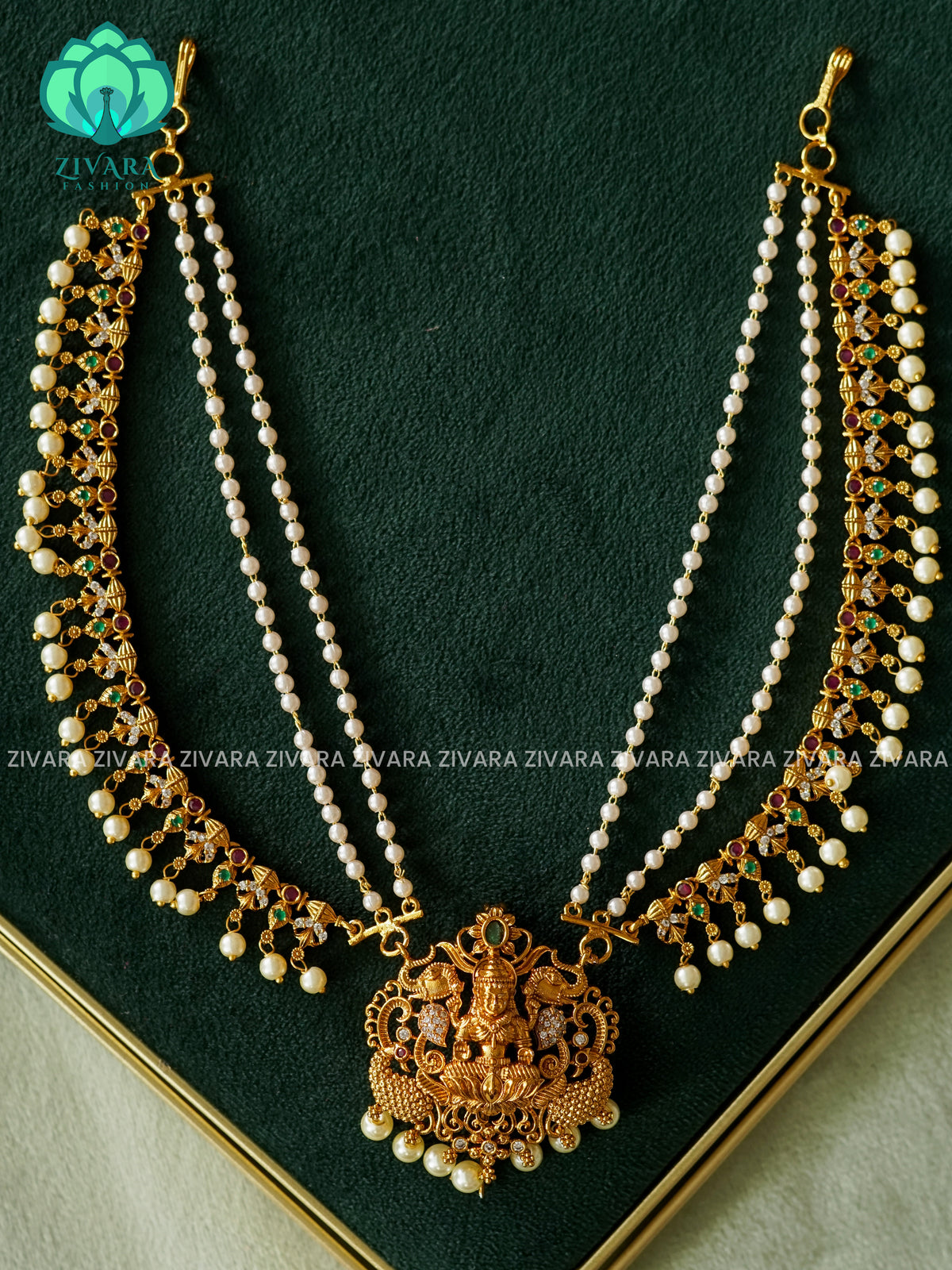 TEMPLE JADABILLA WITH 3 layer COIN earchains/maatals- bridal accessory- zivara fashion-latest jewellery collection