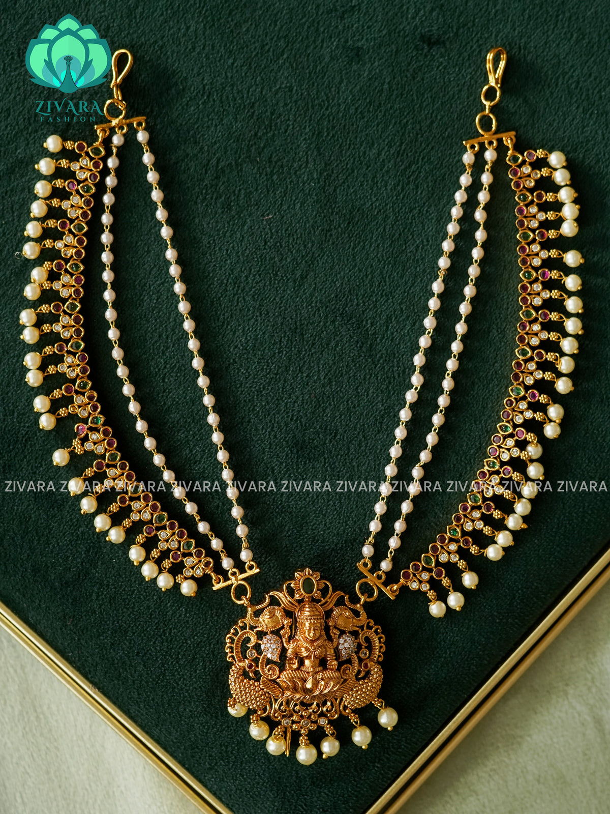 TEMPLE JADABILLA WITH 3 layer COIN earchains/maatals- bridal accessory- zivara fashion-latest jewellery collection