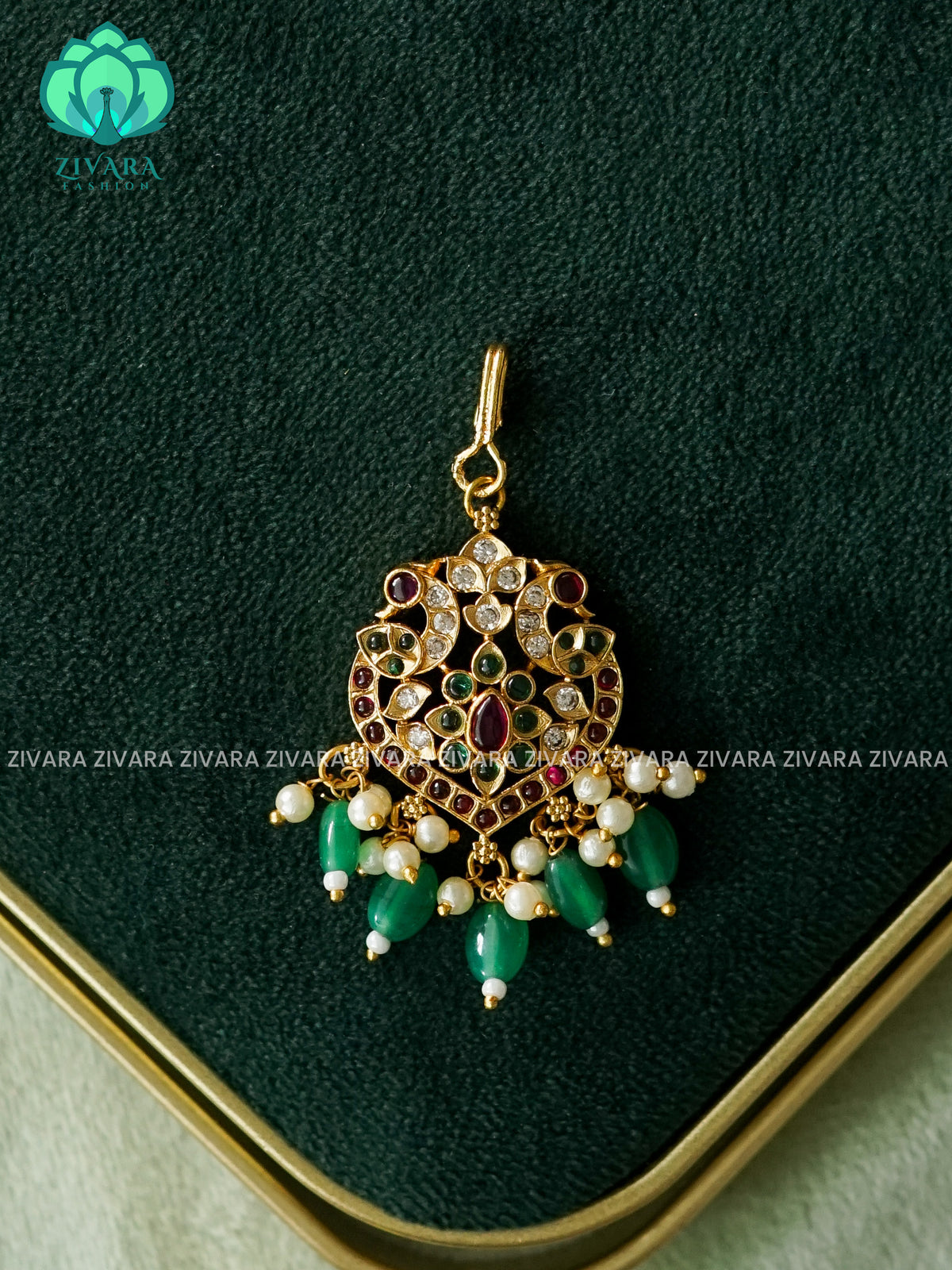 PEACOCK MOTIF CHUTTI - Bridal maang tikka, chutti- bridal head accessory- latest bridal collection - Zivara fashion