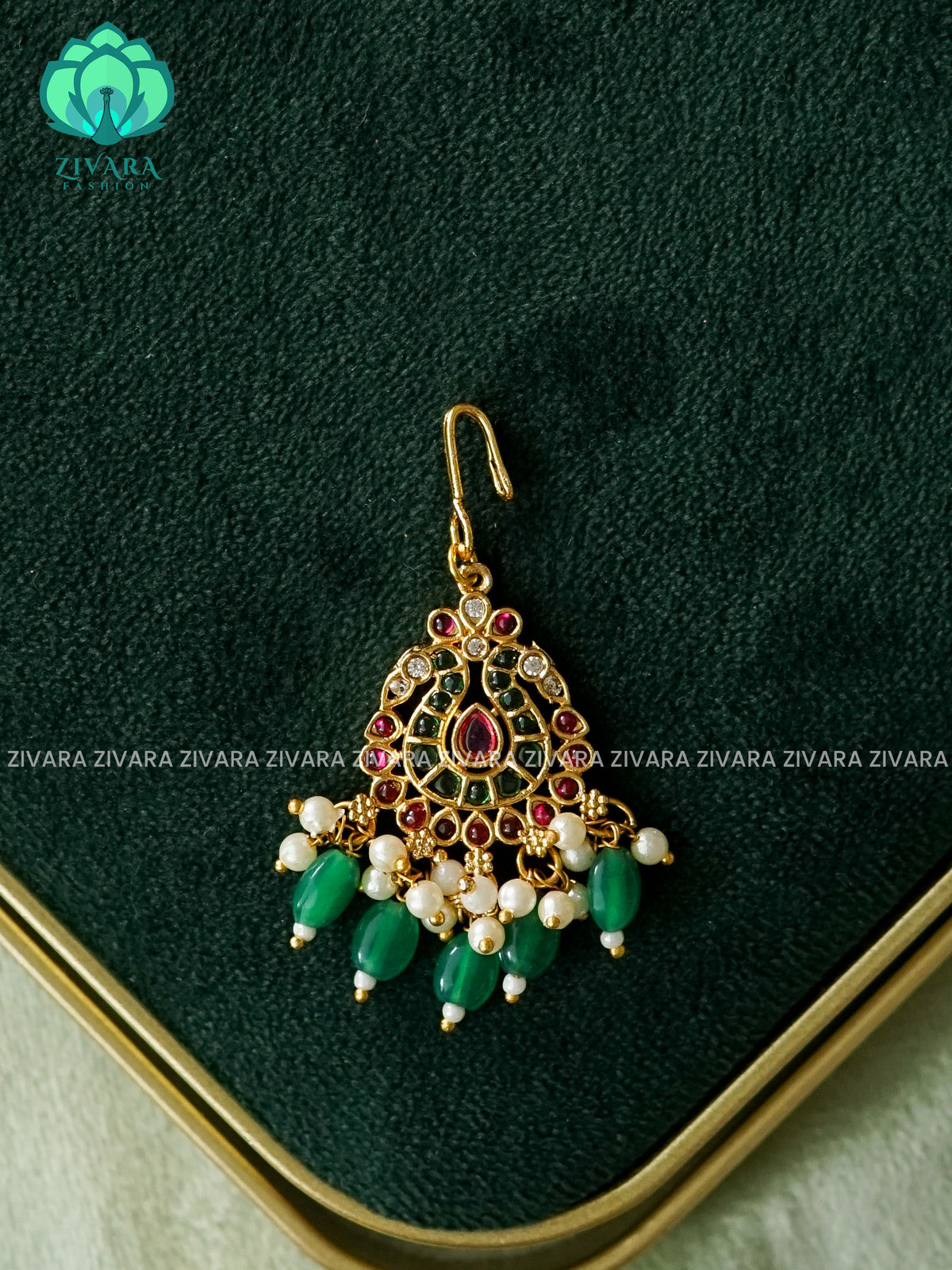 PEACOCK MOTIF CHUTTI - Bridal maang tikka, chutti- bridal head accessory- latest bridal collection - Zivara fashion
