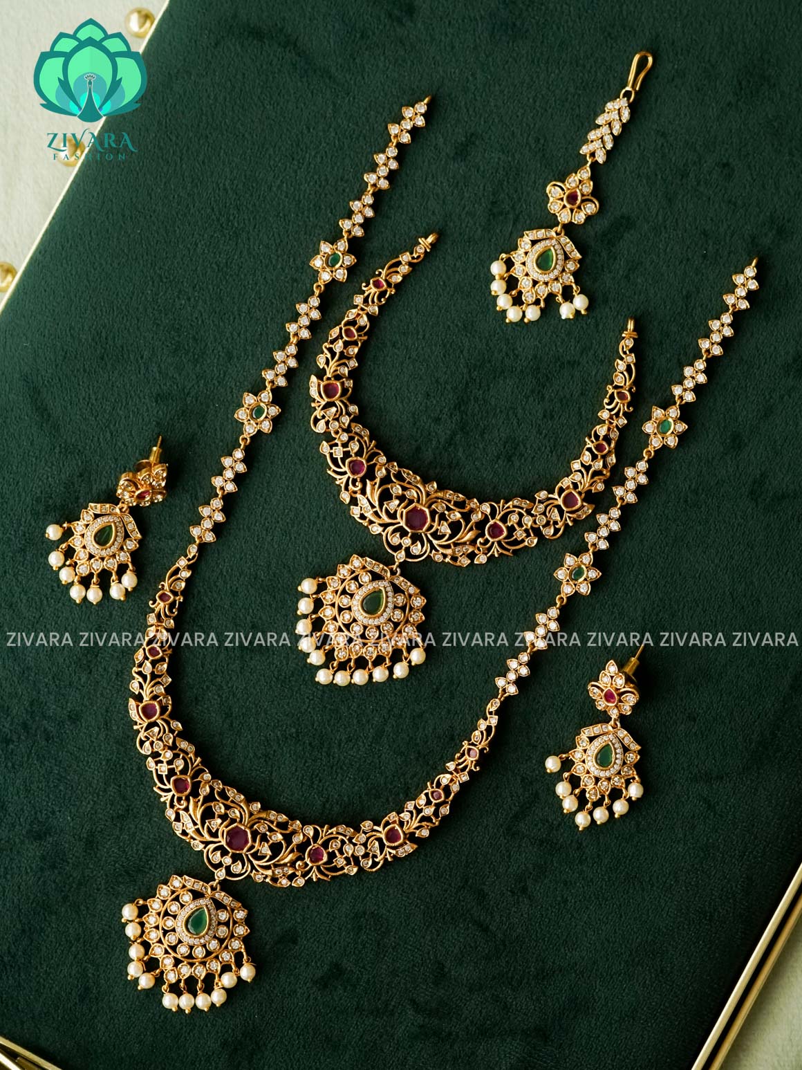 Motif free  -COMBO OF TRADITIONAL KEMP MATTE FINISH  SHORT , LONG NECKWEAR AND EARRING - Zivara Fashion