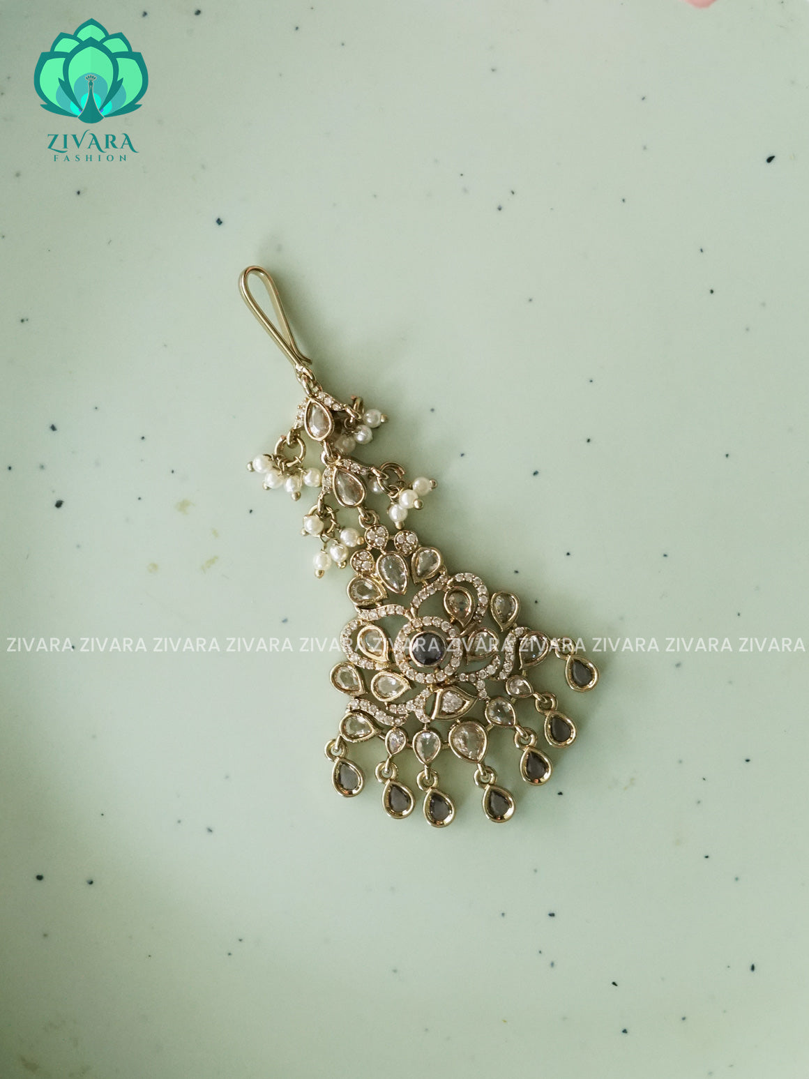 MOTIF FREE PURPLE STONE CHUTTI - bridal head accessory- latest bridal collection - Zivara fashion