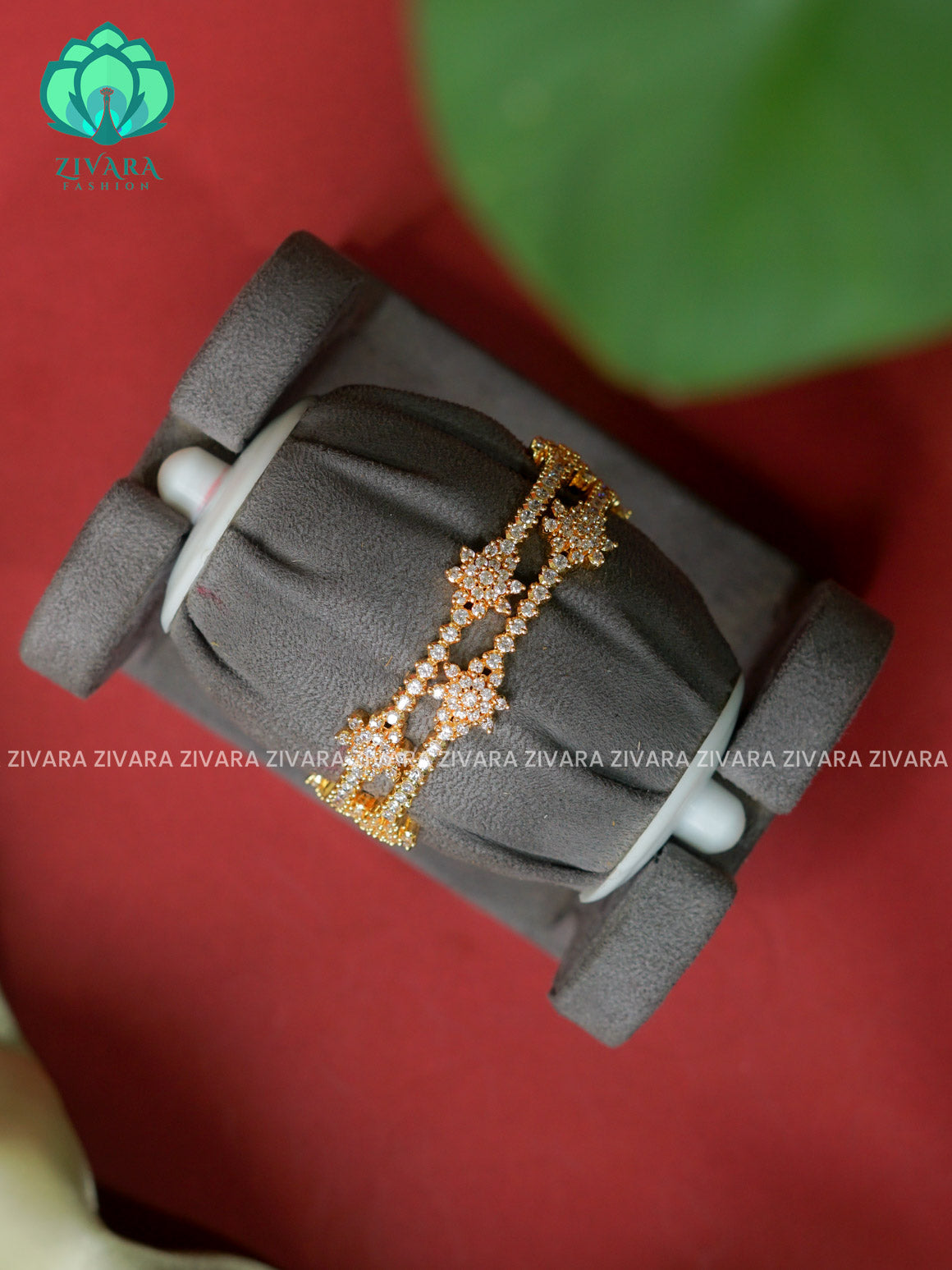 2 piece MICRO polish WHITE STONE bangles with cz stones-latest bangles collection