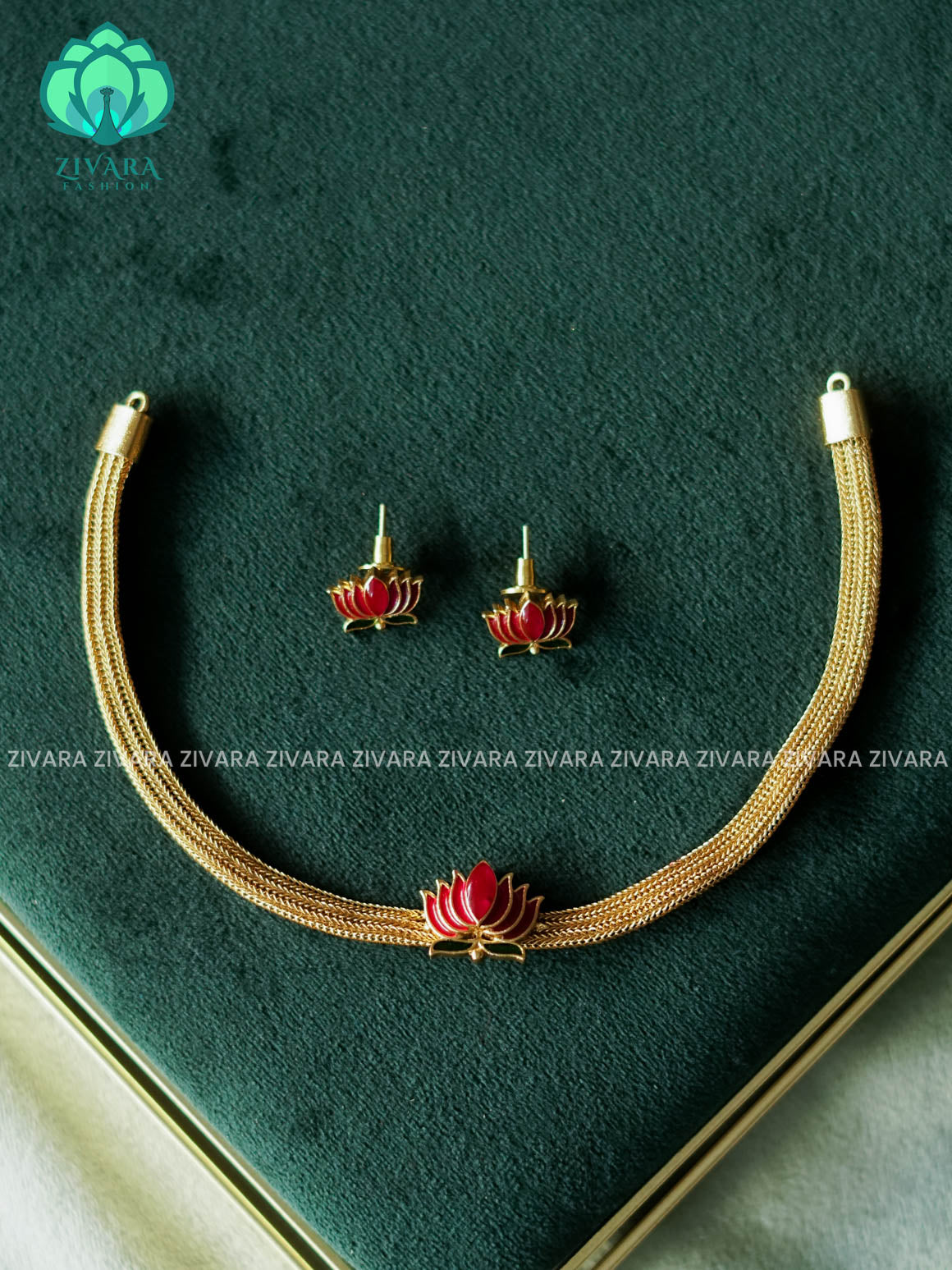 LOTUS FLEXIBLE CHAIN- kids friendly  - stylish and minimal elegant neckwear with earrings- Zivara Fashion