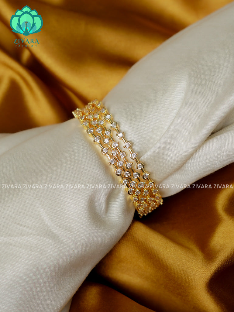 4 PIECE WHITE  -Premium GOLD FINISH bangles- latest jewellery collection- Zivara Fashion