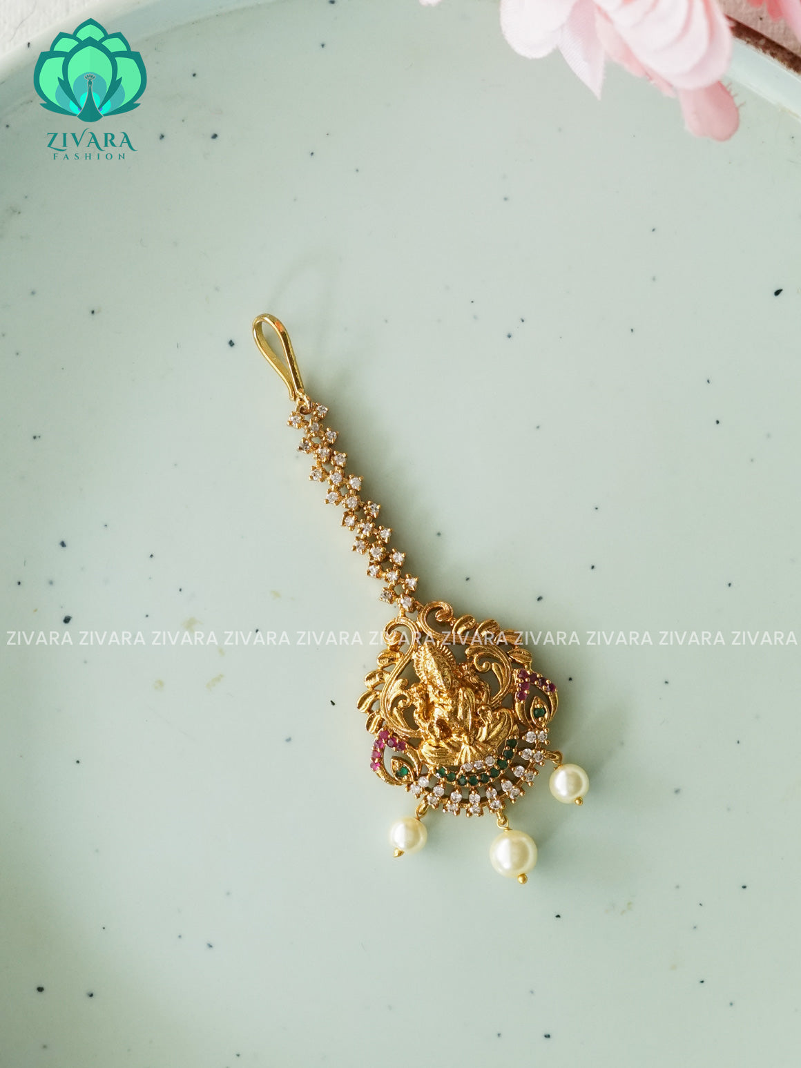 Temple style gold polish  - Bridal maang tikka, chutti- bridal head accessory- latest bridal collection - Zivara fashion