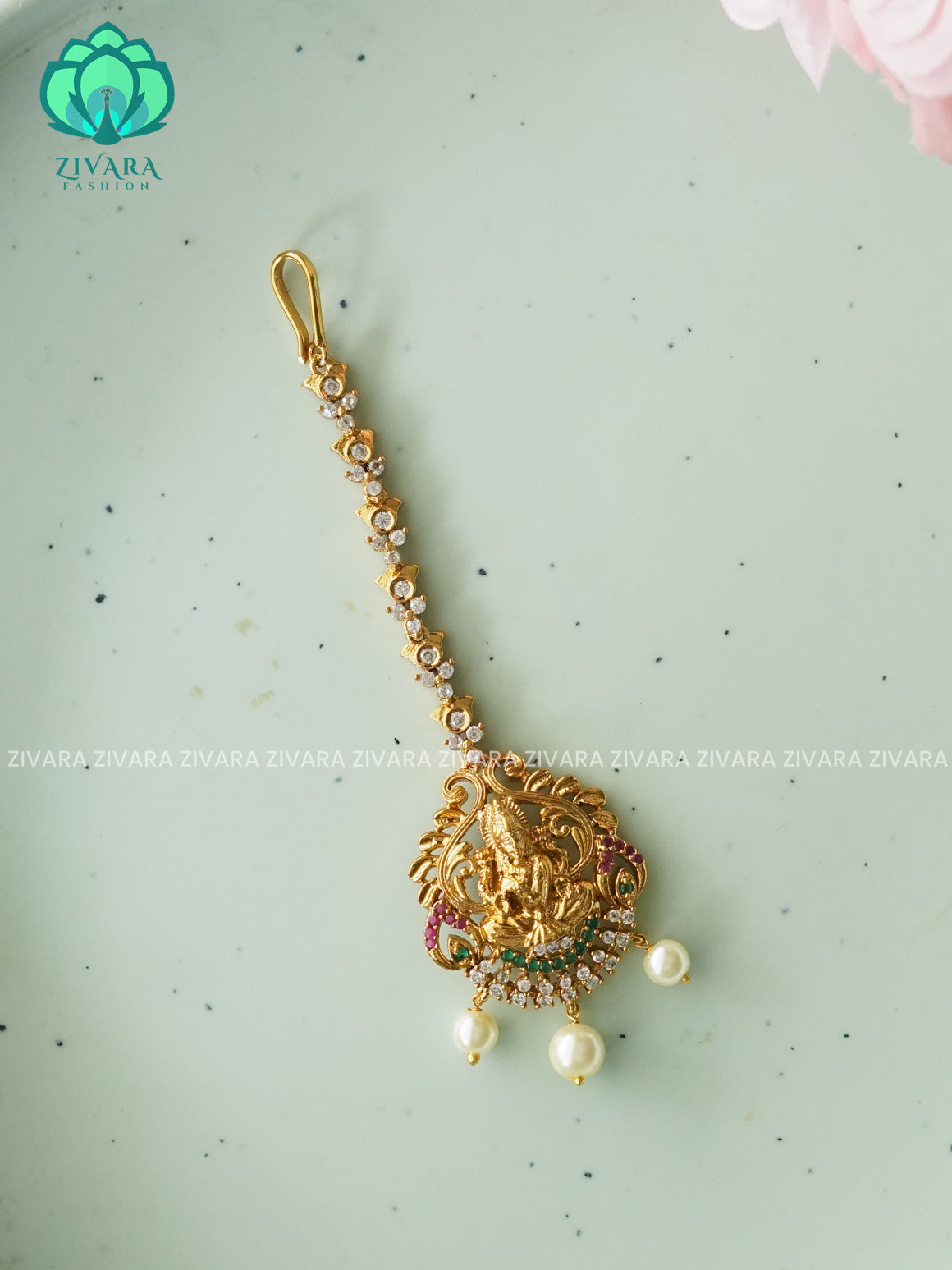 Temple style gold polish  - Bridal maang tikka, chutti- bridal head accessory- latest bridal collection - Zivara fashion