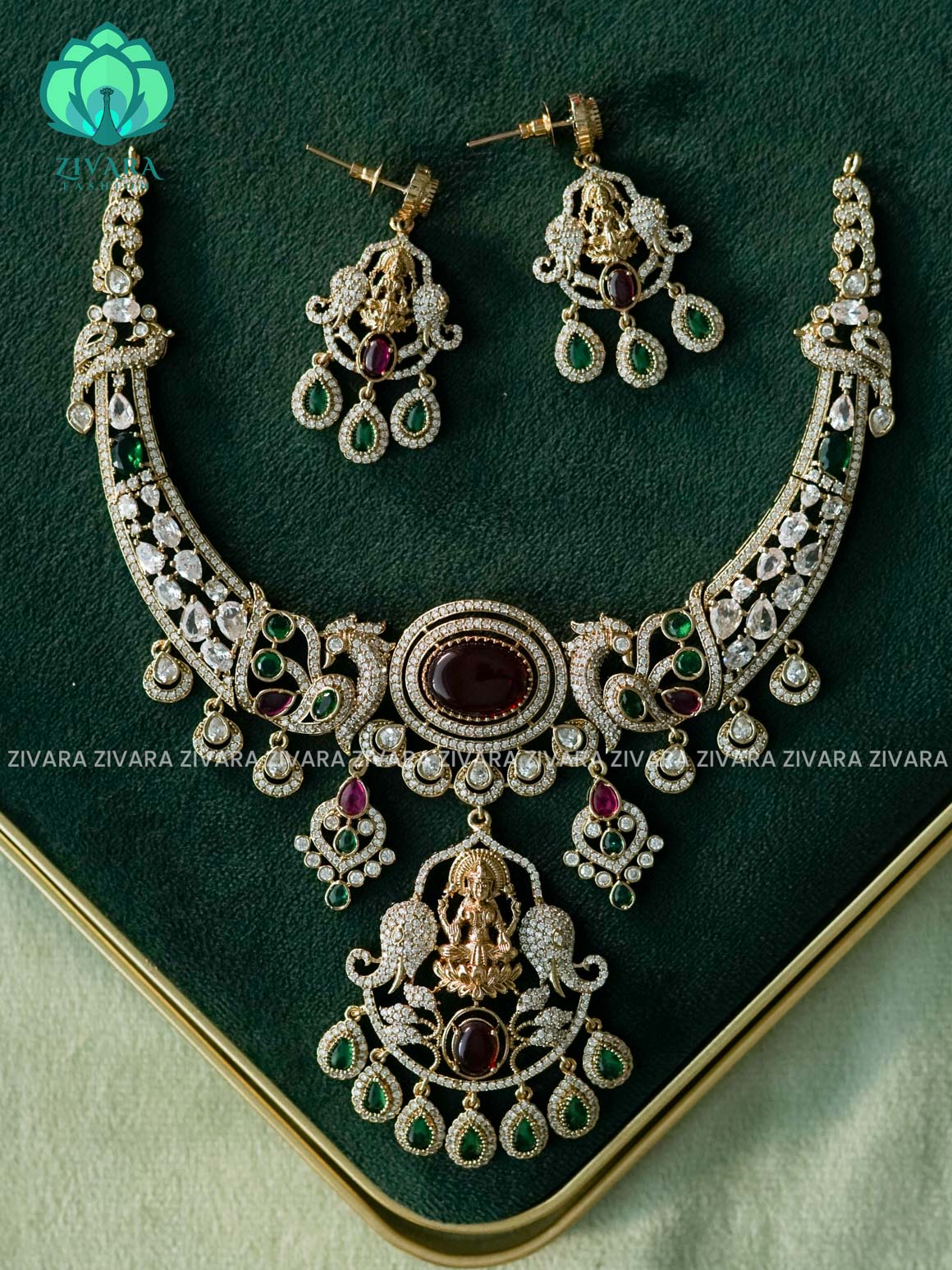 AKSHAYAM - SUBTLE POLISH -Traditional south indian premium neckwear with earrings- Zivara Fashion- latest jewellery desigN