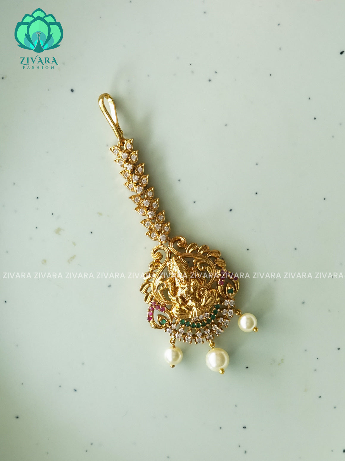 Temple style gold polish  - Bridal maang tikka, chutti- bridal head accessory- latest bridal collection - Zivara fashion