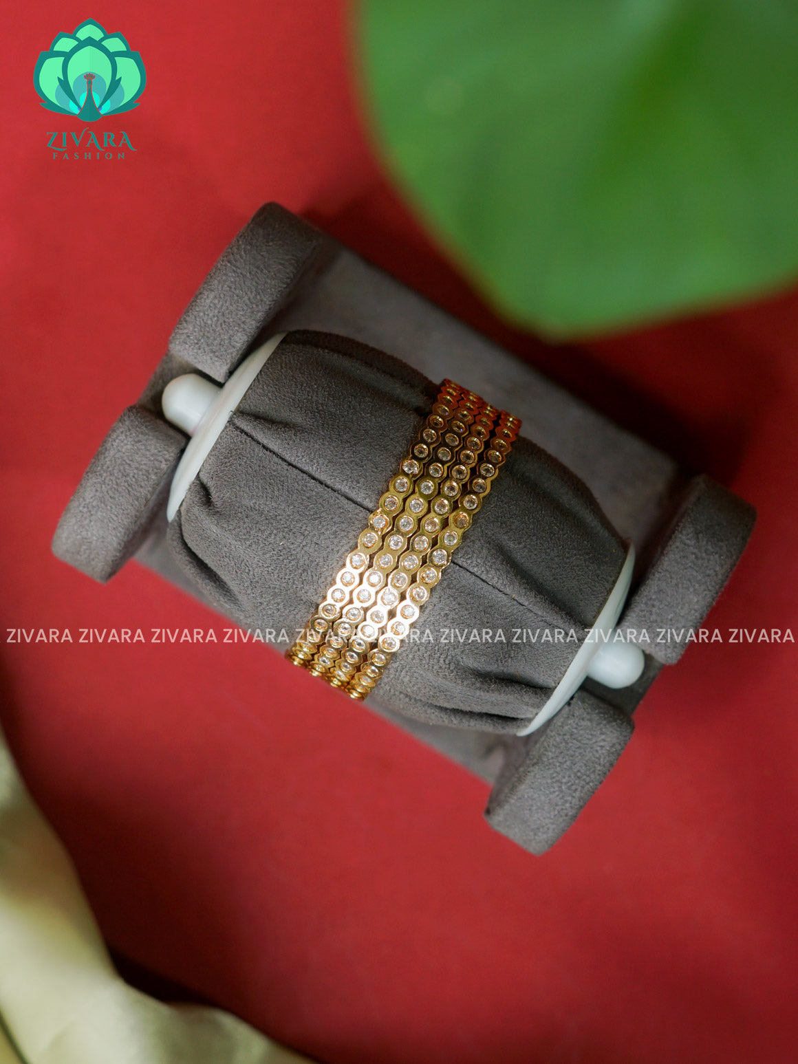 4 piece MICRO polish WHITE STONE bangles with cz stones-latest bangles collection