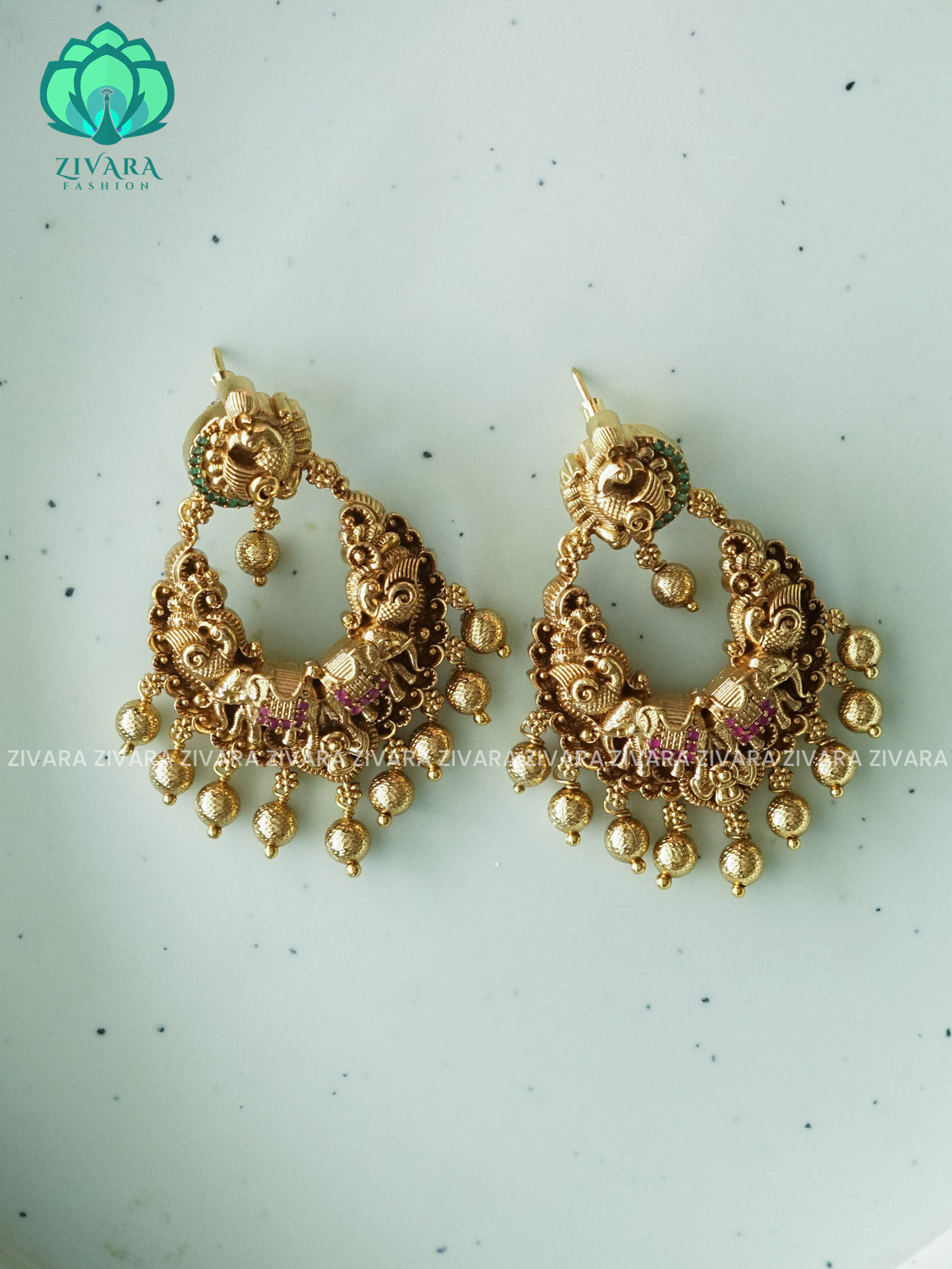 PEACOCK MOTIF BALI  - TRADITIONAL PREMIUM MATTE  polish - latest jewellery collection - zivara fashion