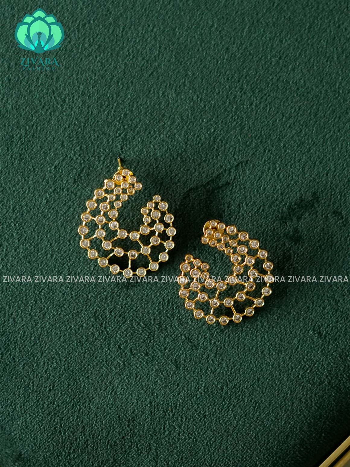 WHITE STONE STYLISH EARRINGS - latest jewellery collection- zivara fashion