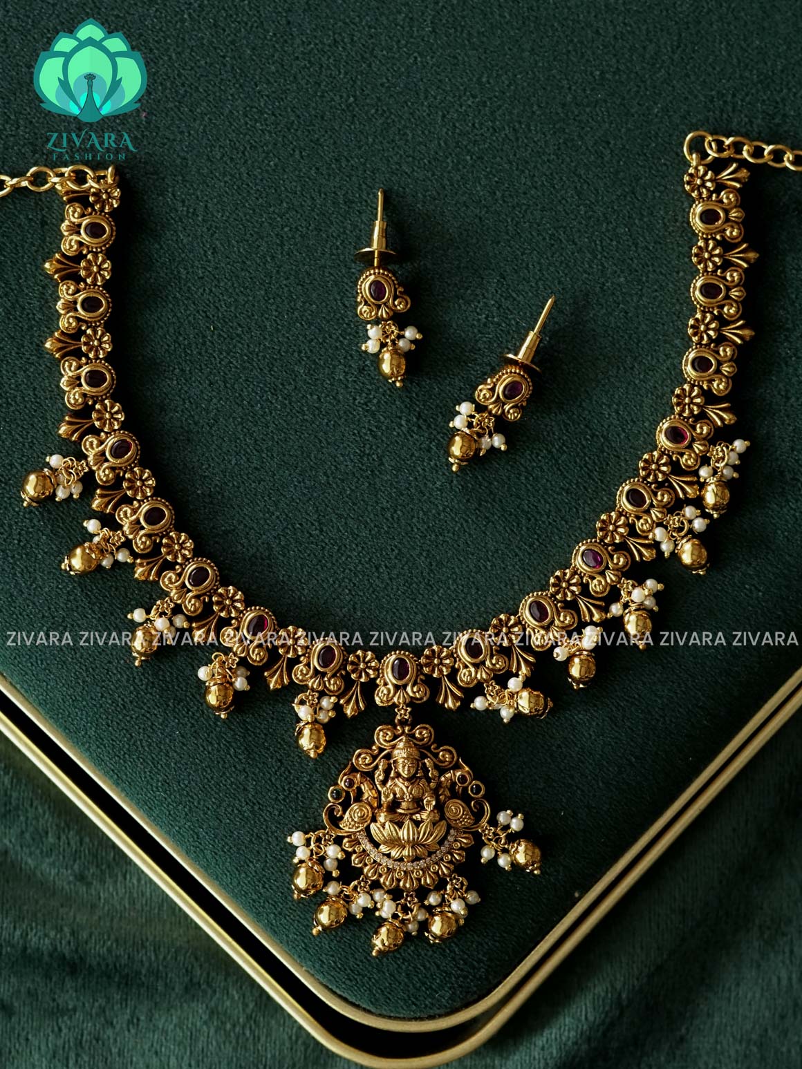 TEMPLE  BRIDAL NECKWEAR -Traditional south indian premium neckwear with earrings- Zivara Fashion- latest jewellery design