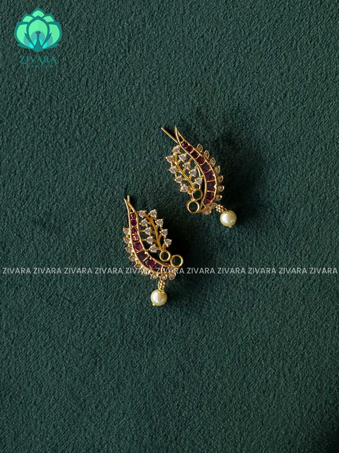 Celina-  PEACOCK BRIGHT GOLD studs - latest jewellery collection- zivara fashion