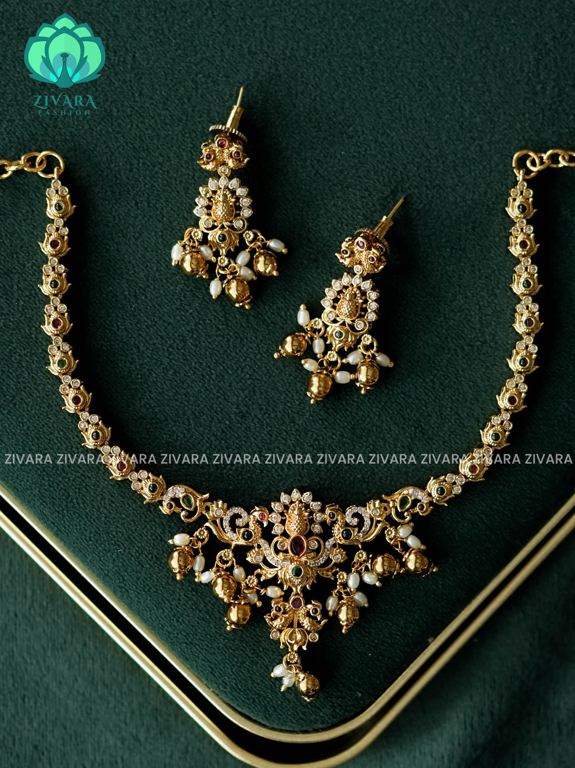 PEACOCK - SIMPLE NECKWEAR  - Traditional south indian premium neckwear - Zivara Fashion- latest jewellery design.