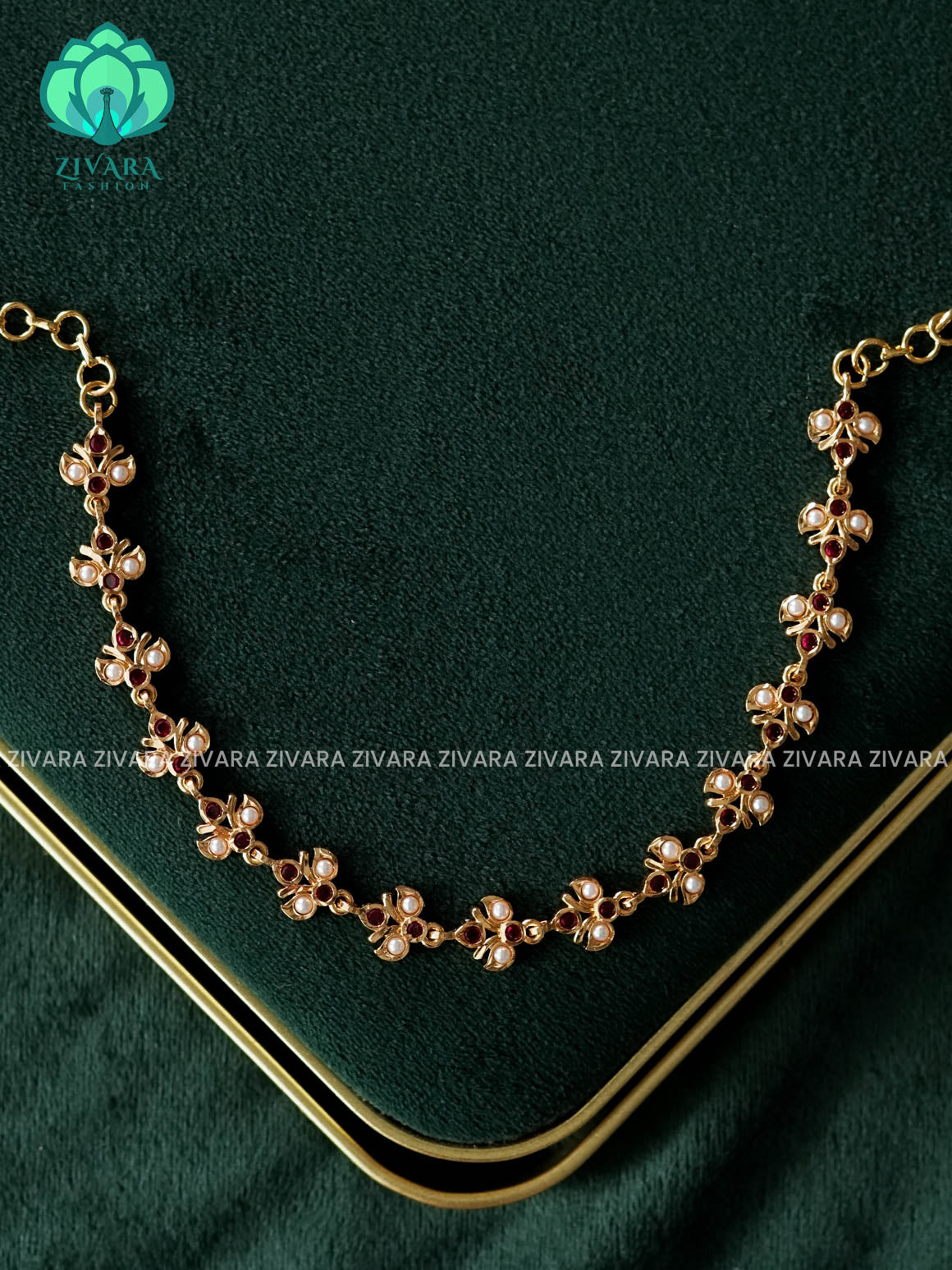 AMBIGAI - RUBY WHITE  choker - Microgold polish - Zivara Fashion- latest jewellery collection