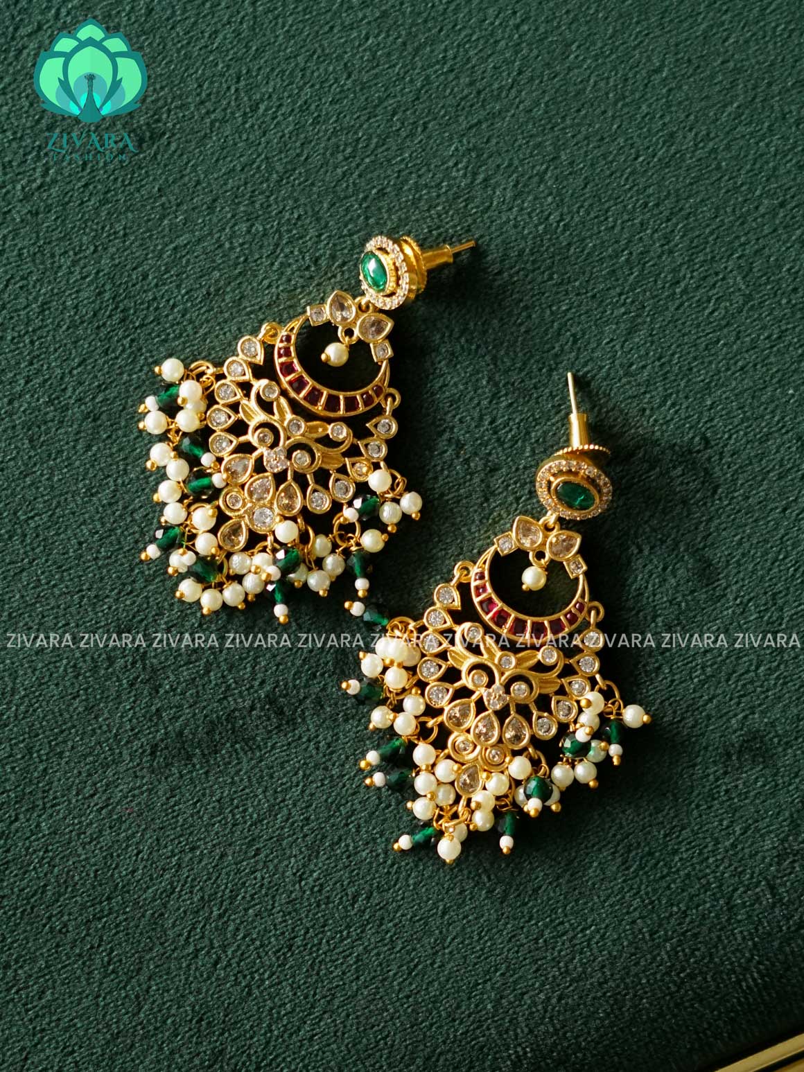 DIYA- SMALL SIZE BEAUTIFUL FESTIVE GREEN BEADS BALI -PREMIUM MATTE  polish BALI- latest jewellery collection- zivara fashion