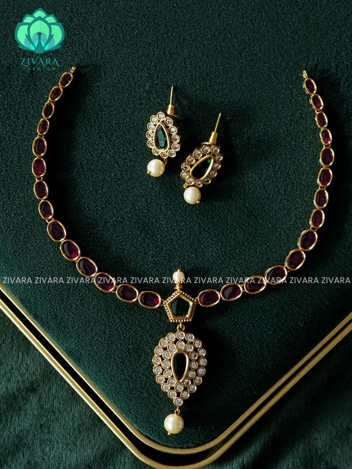 REAL KEMP TEAR  NECKWEAR - Traditional south indian premium neckwear - Zivara Fashion- latest jewellery design
