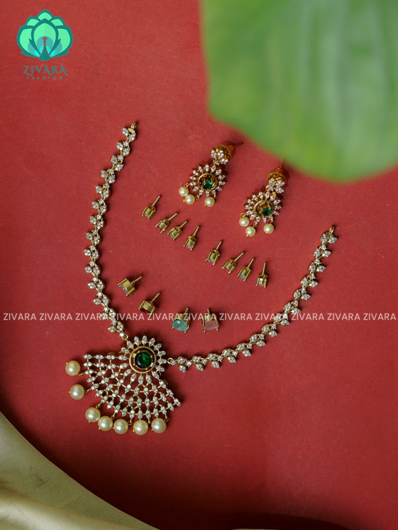 Interchangable hotselling NECKWEAR with earrings - latest pocket friendly south indian jewellery collection