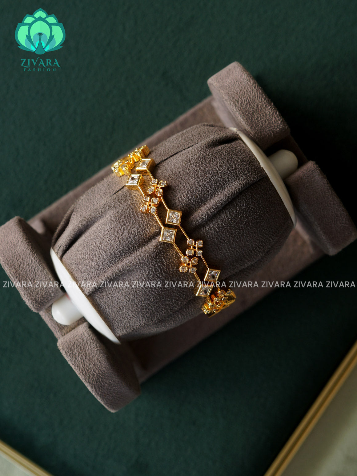 2 piece WHITE STONE BANGLES  - latest bangles design-ZIVARA FASHION