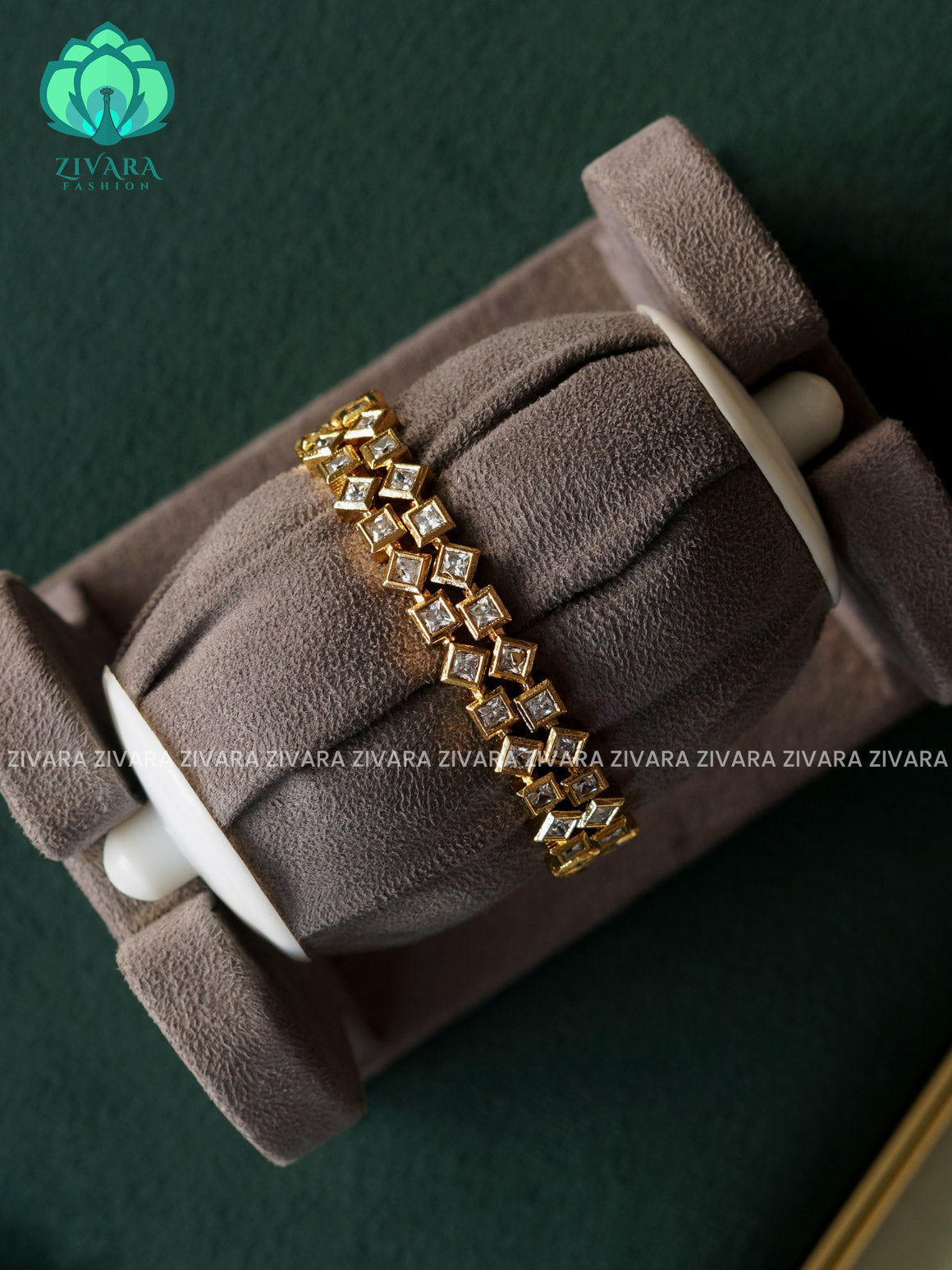 2 piece WHITE STONE POLYGON BANGLES  - latest bangles design-ZIVARA FASHION