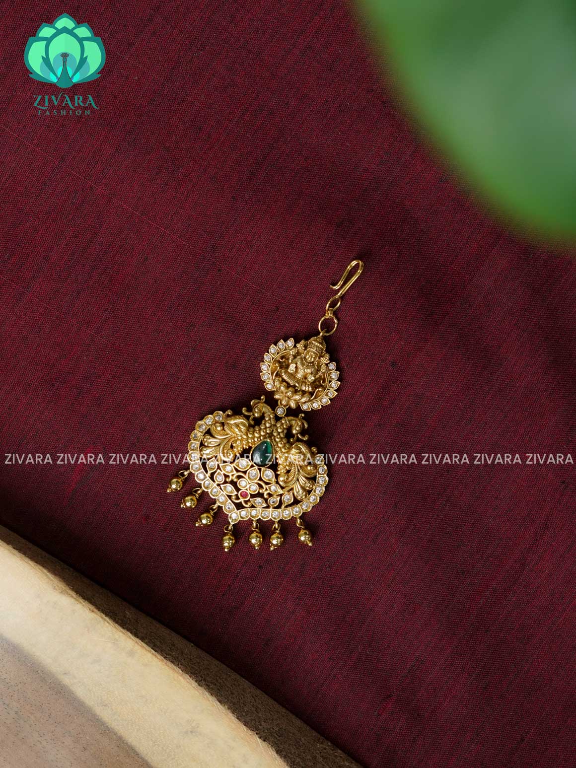 Temple style gold polish  - Bridal maang tikka, chutti- bridal head accessory- latest bridal collection - Zivara fashion