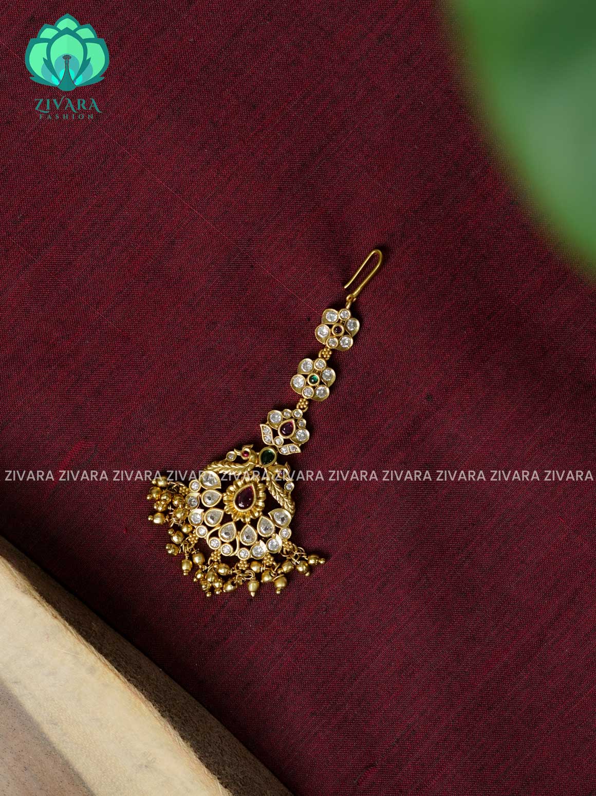 Temple style gold polish  - Bridal maang tikka, chutti- bridal head accessory- latest bridal collection - Zivara fashion