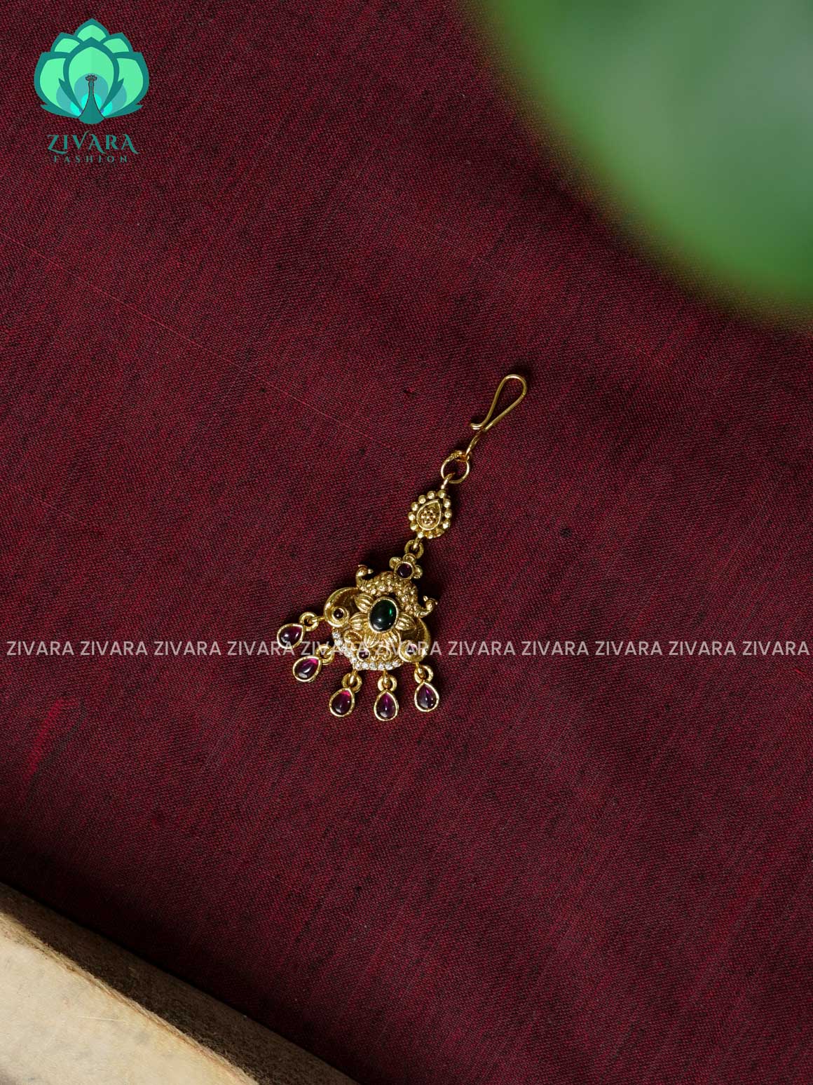 Temple style gold polish  - Bridal maang tikka, chutti- bridal head accessory- latest bridal collection - Zivara fashion