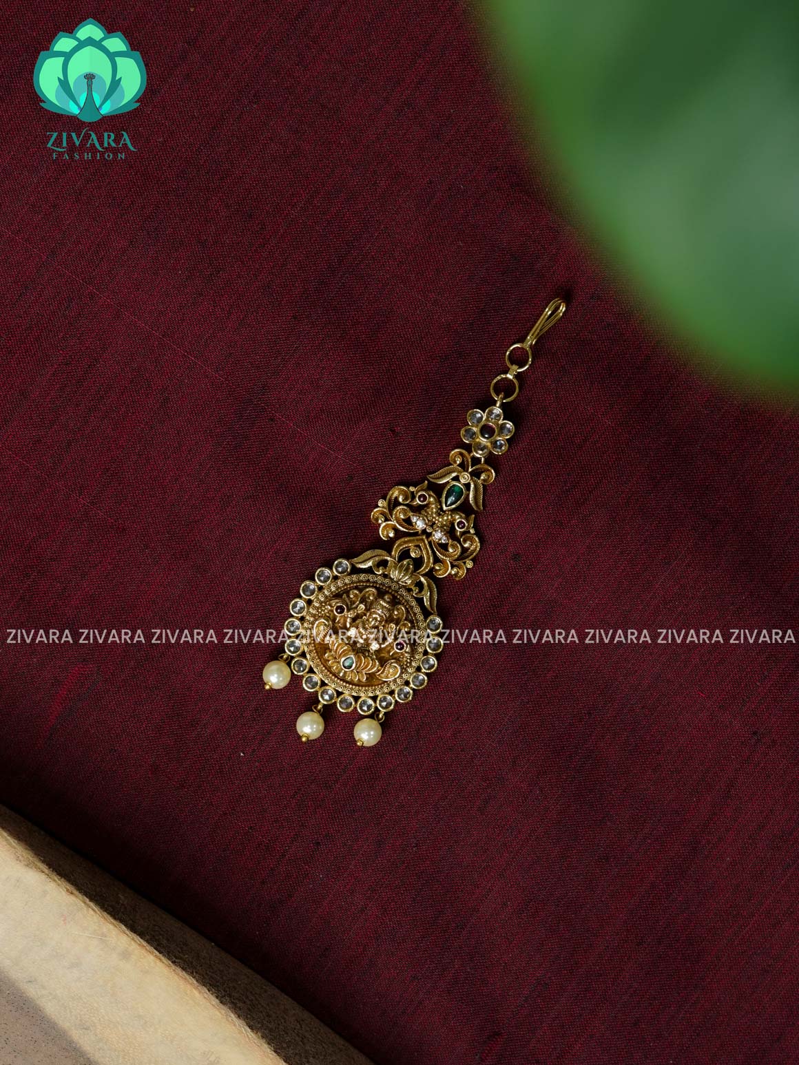 Temple style gold polish  - Bridal maang tikka, chutti- bridal head accessory- latest bridal collection - Zivara fashion