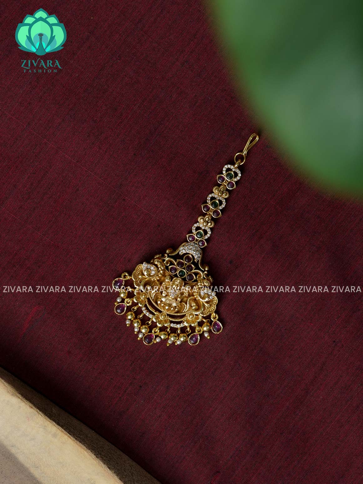 Temple style gold polish  - Bridal maang tikka, chutti- bridal head accessory- latest bridal collection - Zivara fashion