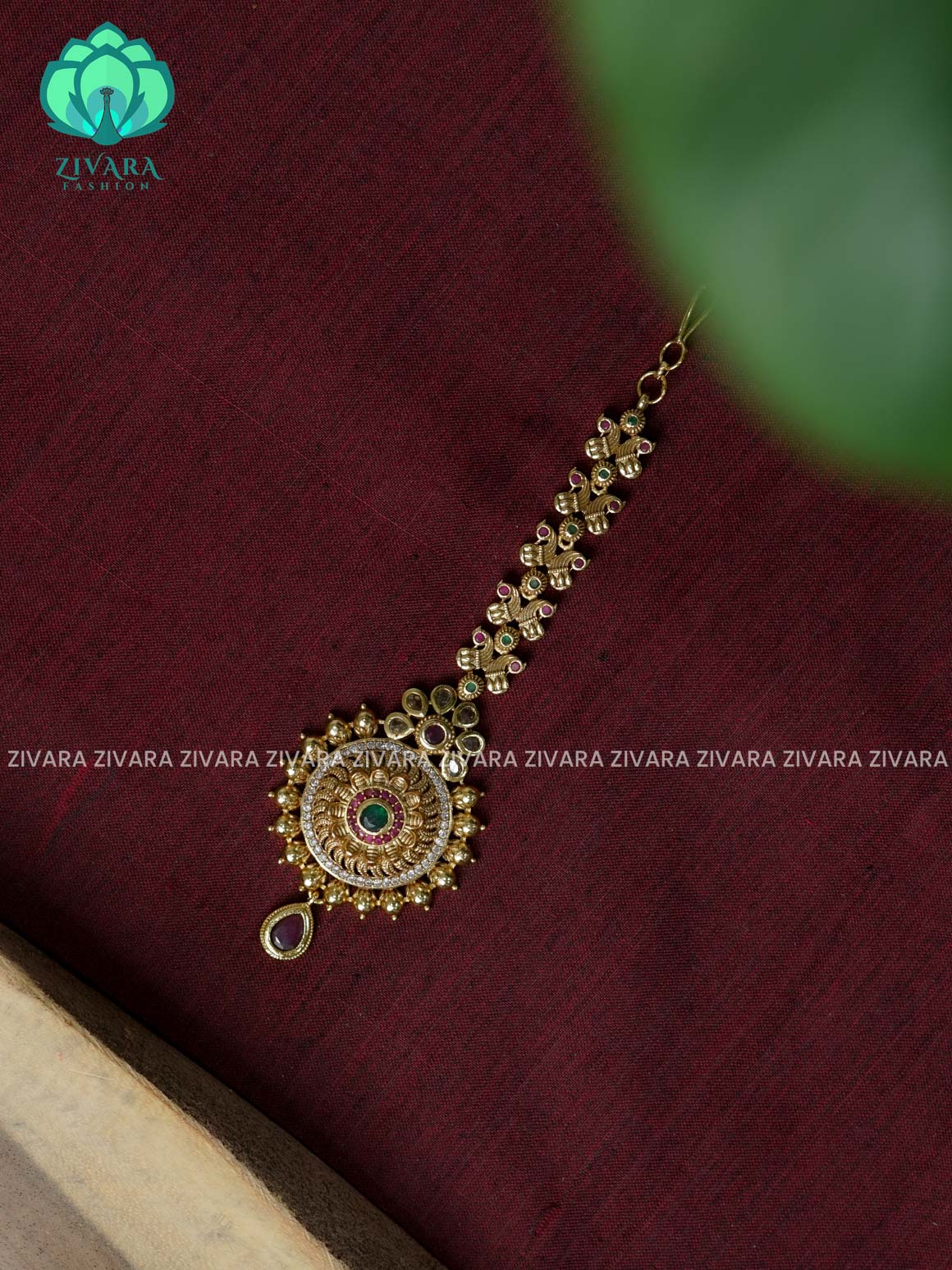 Temple style gold polish  - Bridal maang tikka, chutti- bridal head accessory- latest bridal collection - Zivara fashion