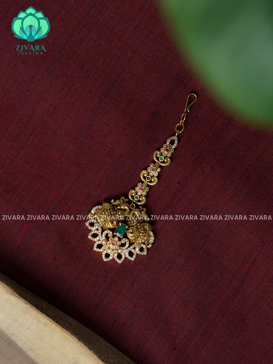 Temple style gold polish  - Bridal maang tikka, chutti- bridal head accessory- latest bridal collection - Zivara fashion