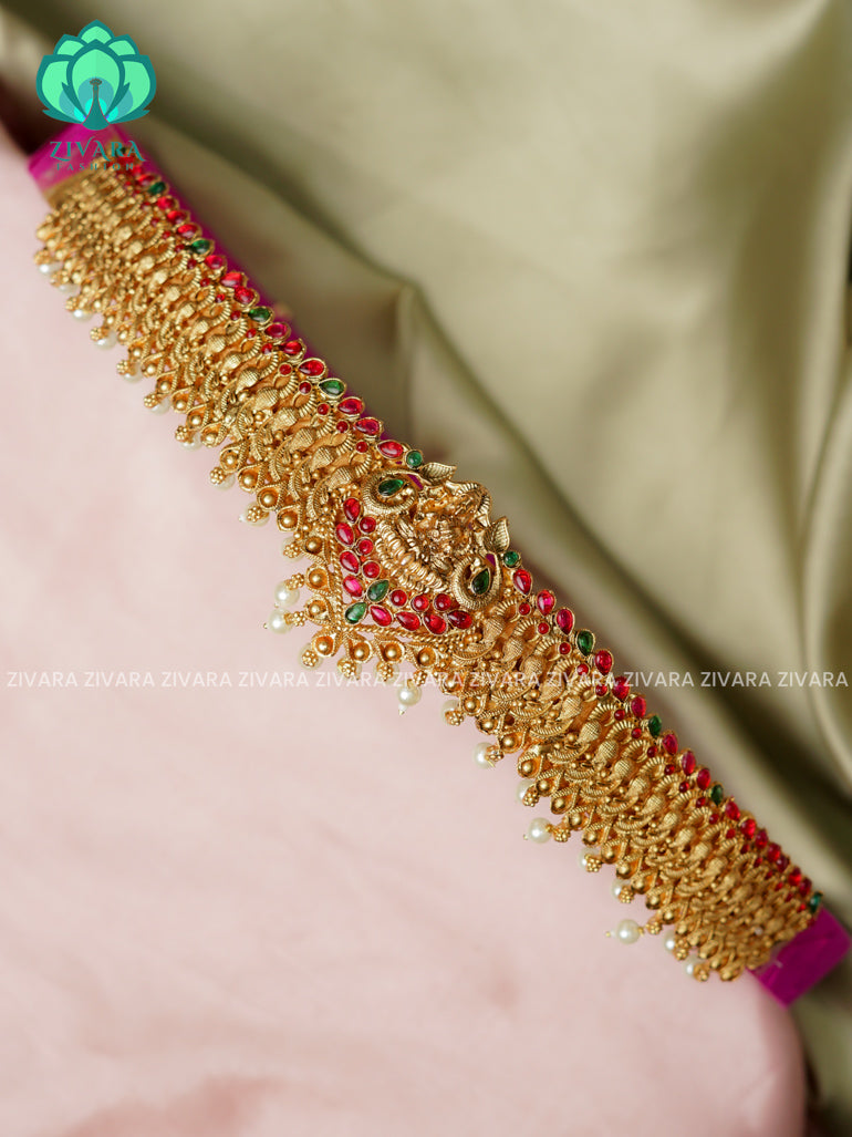 Pearls - DHRUVA- MATTE TEMPLE STYLE (31 TO 37 INCHES  ) Latest South indian budget friendly hipbelt collection- Zivara Fashion