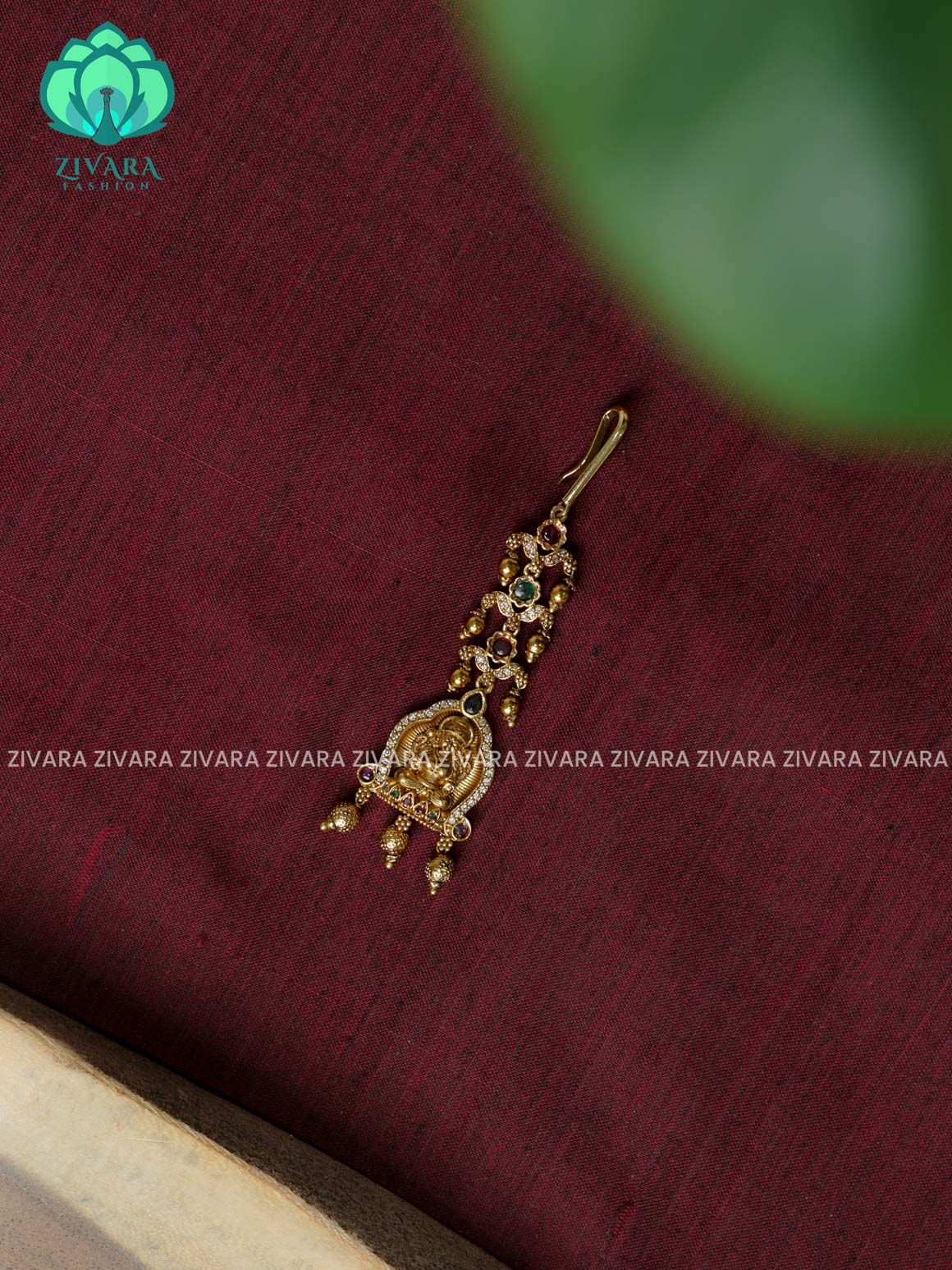 Temple style gold polish  - Bridal maang tikka, chutti- bridal head accessory- latest bridal collection - Zivara fashion