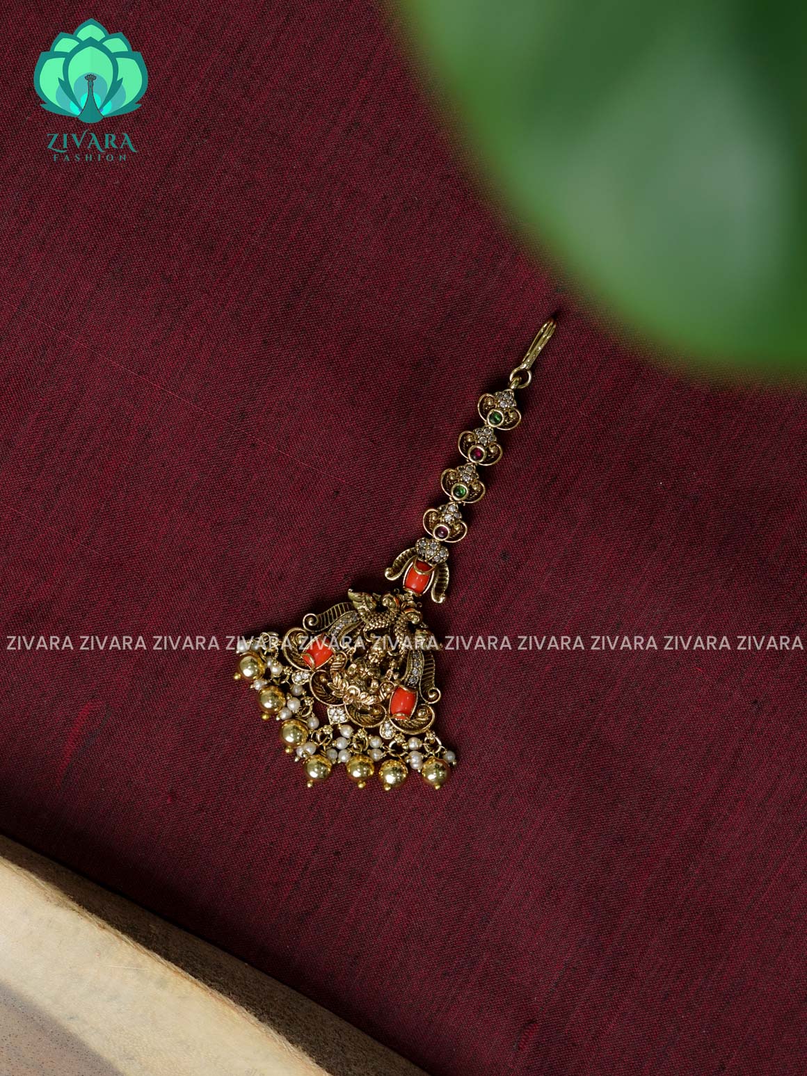 Temple style gold polish  - Bridal maang tikka, chutti- bridal head accessory- latest bridal collection - Zivara fashion