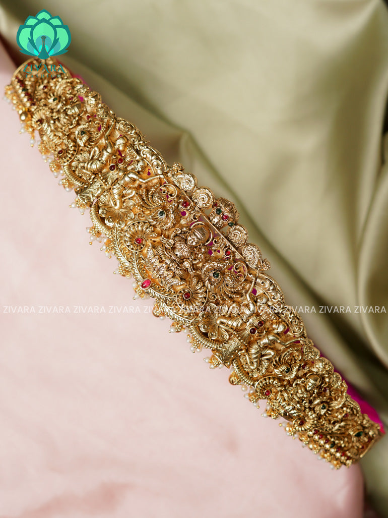 GOLD BALLS and pearls - DHRUVA- MATTE TEMPLE STYLE (31 TO 37 INCHES  ) Latest South indian budget friendly hipbelt collection- Zivara Fashion